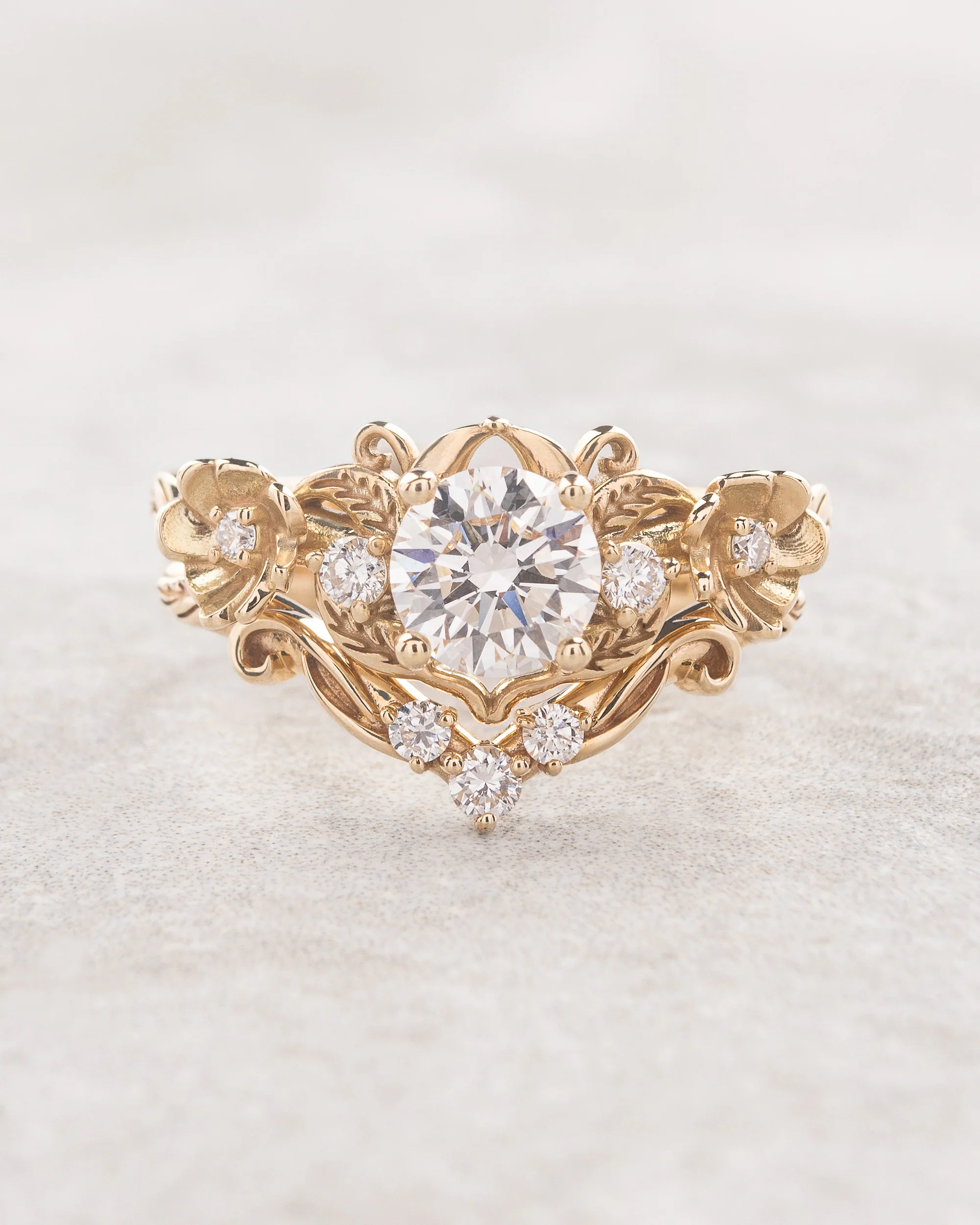 Solid gold lab grown diamond bridal set / Adelina