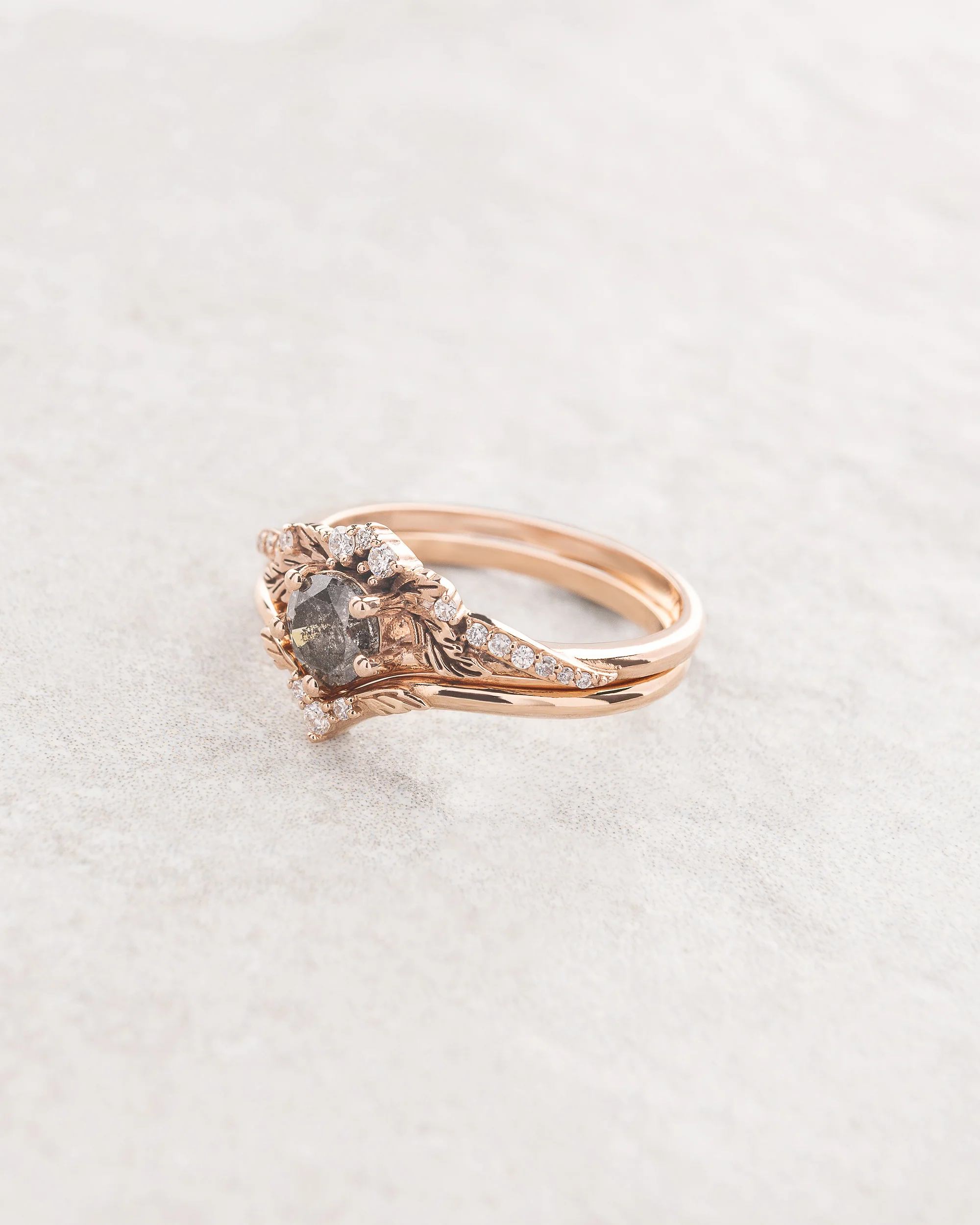 READY TO SHIP: Amelia engagement ring with salt and pepper diamond, 14K rose gold, RING SIZES: 5.5 - 8.5 US - Image 6