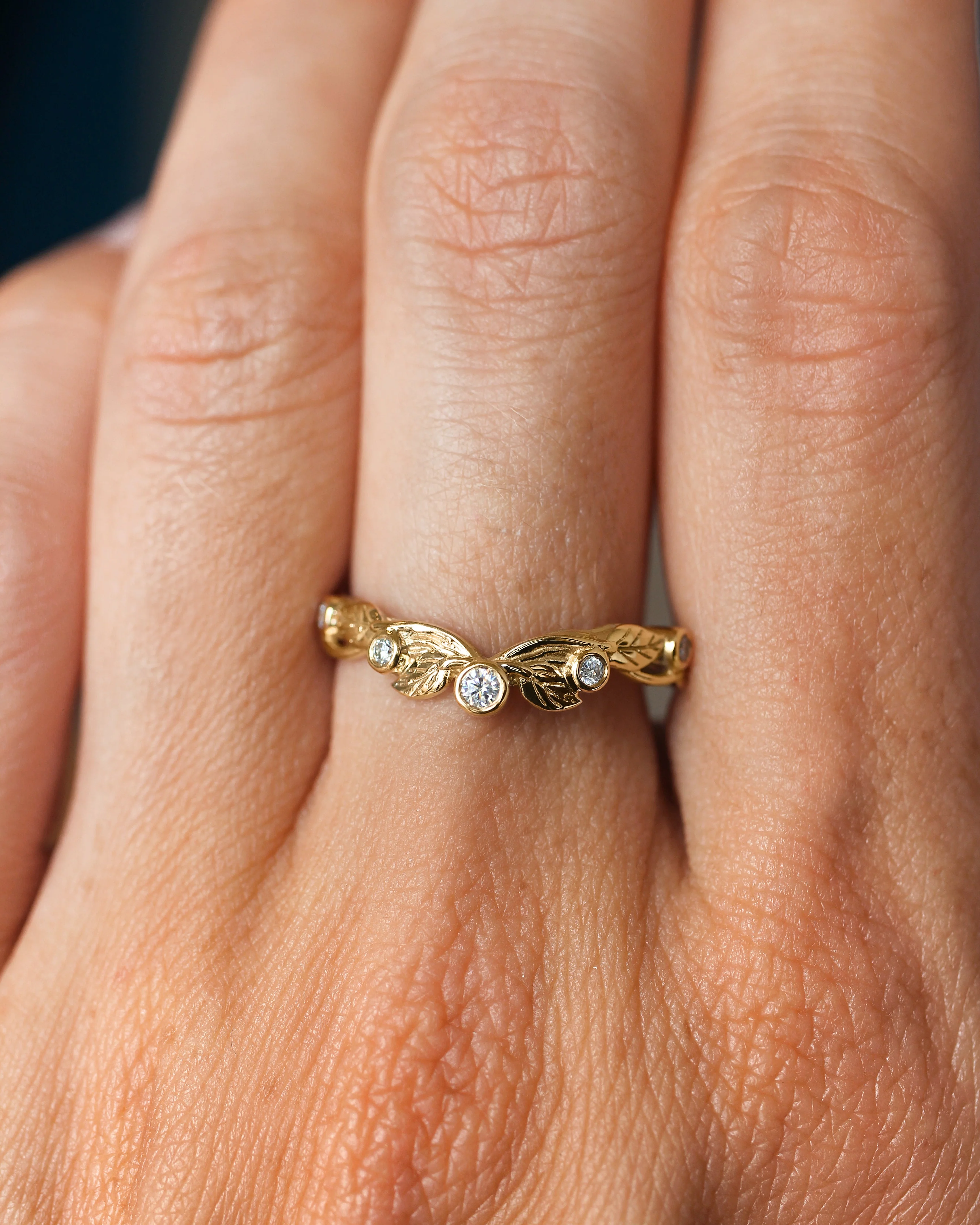 READY TO SHIP Arius matching band with diamonds, 14K yellow gold, AVAILABLE RING SIZES: 5.5 - 8.5 US - Image 5