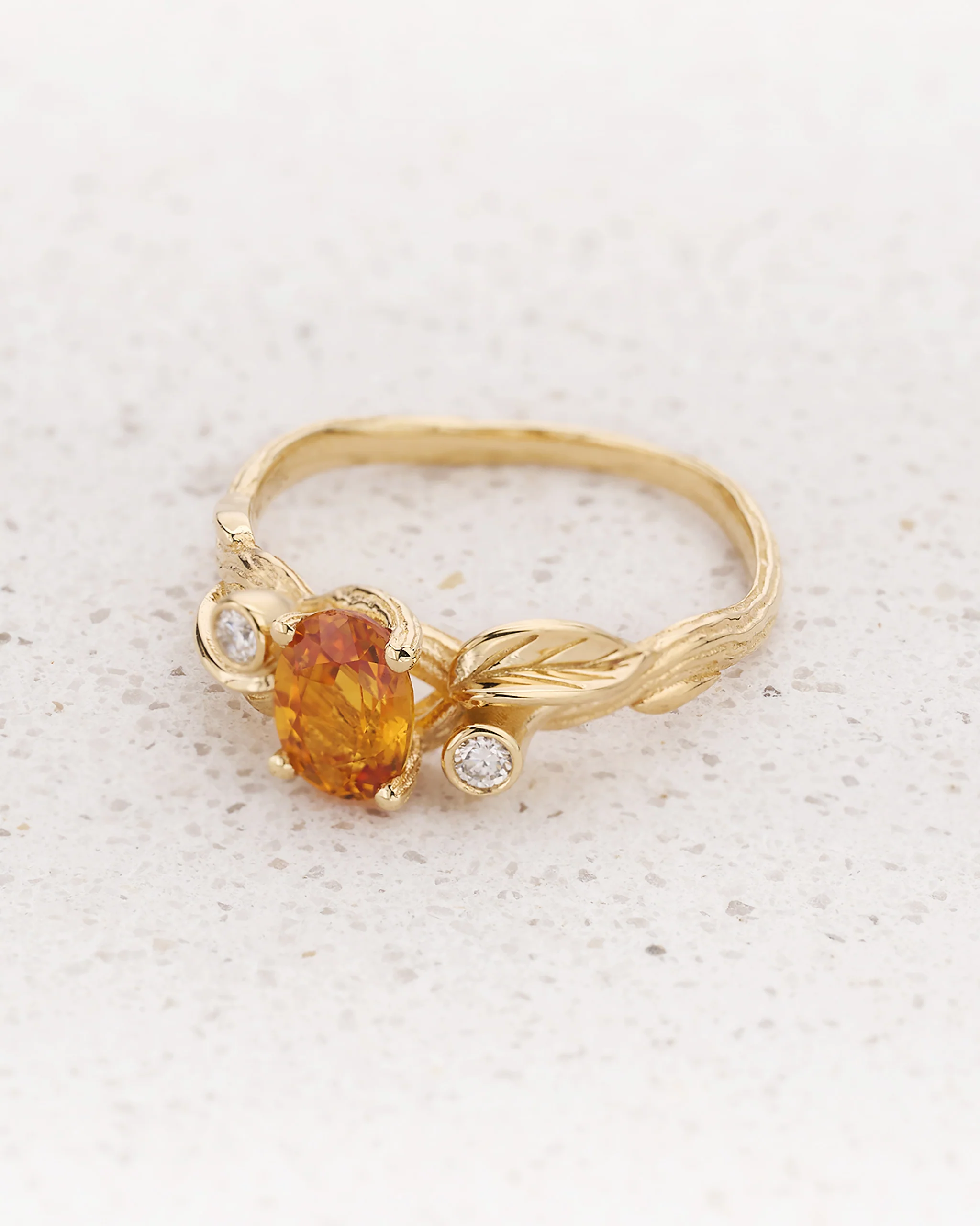 Branch engagement ring with orange sapphire and diamonds / Arius - Image 3
