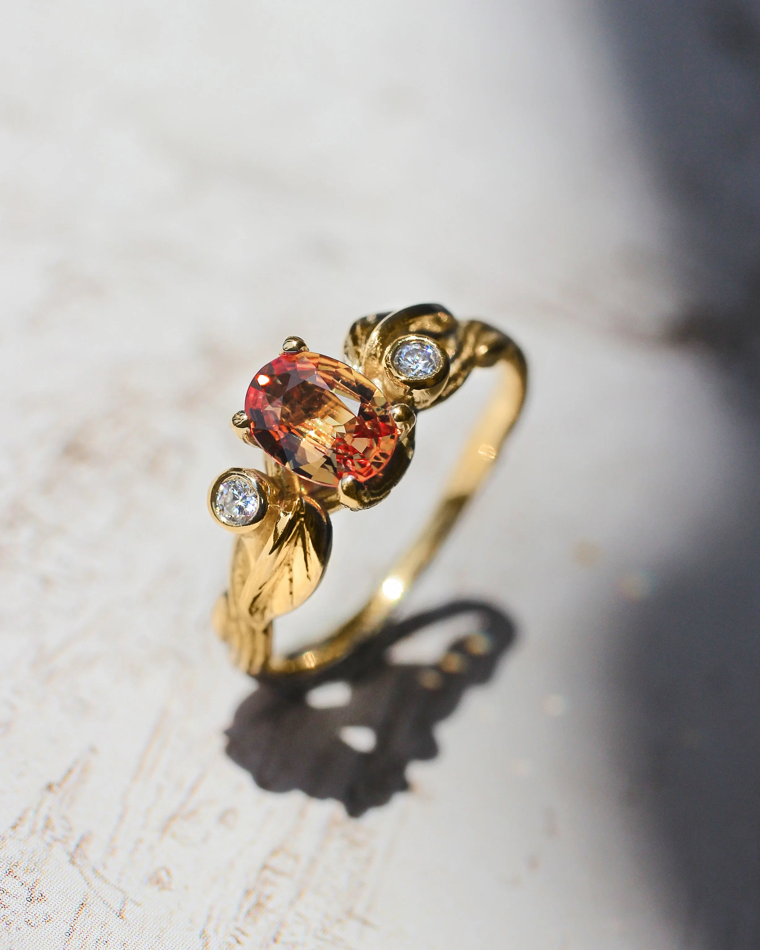 Branch engagement ring with orange sapphire and diamonds / Arius - Image 4