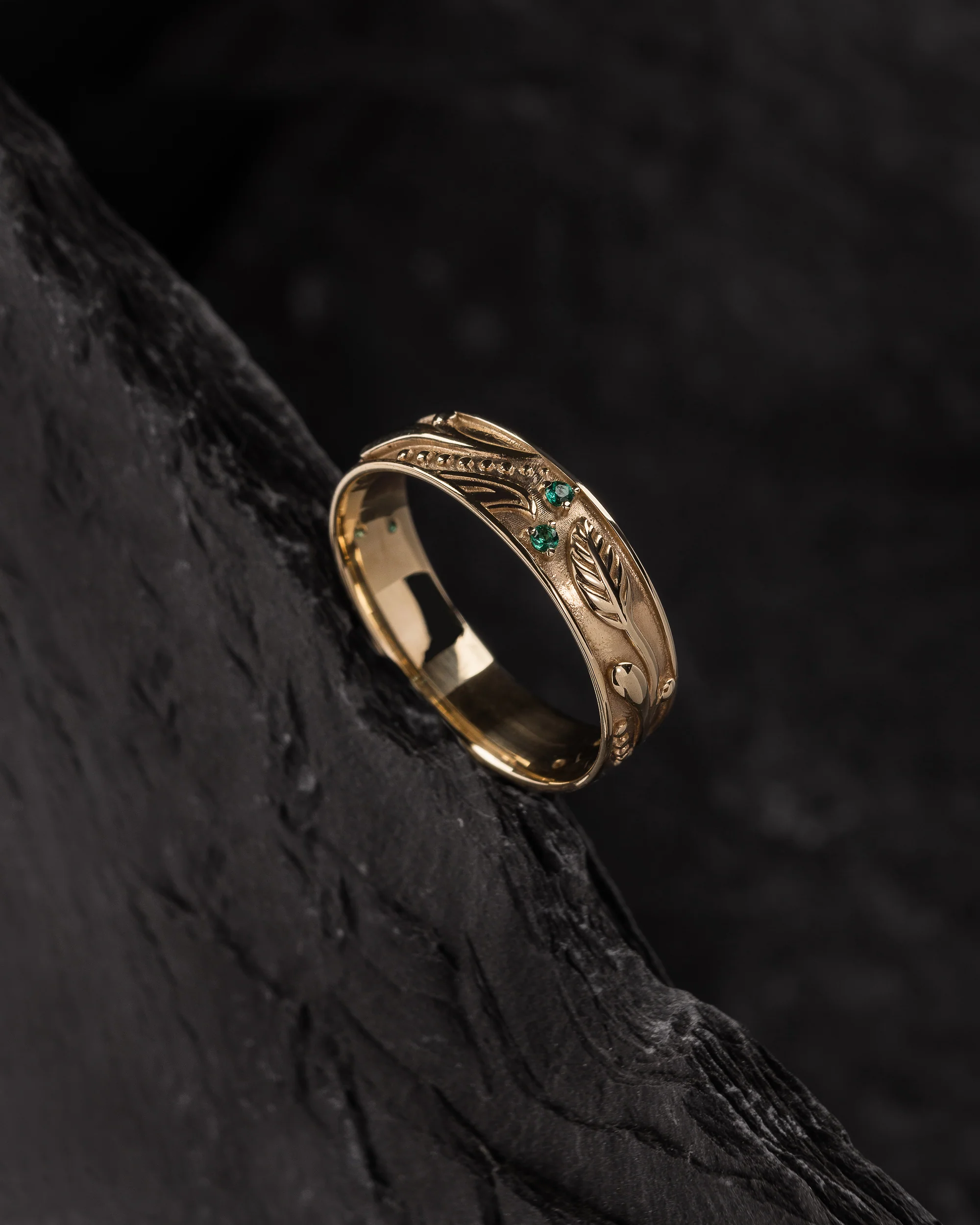 READY TO SHIP Callisto band in 14K yellow gold with natural emeralds, RING SIZE 10 US - Image 3