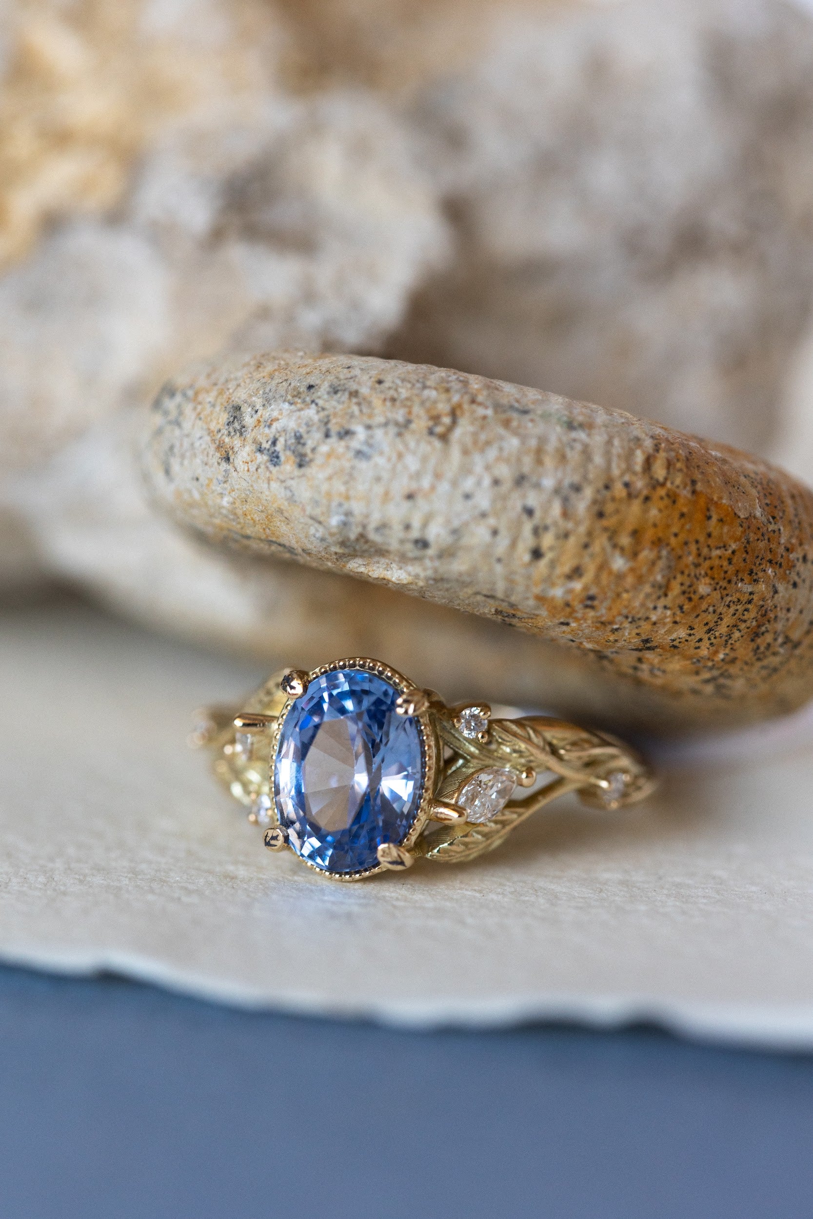 READY TO SHIP Patricia IGI laboratory certified ring in 14K yellow gold with natural sapphire oval cut 8.6x6.6 mm and accent natural diamonds, AVAILABLE RING SIZES: 5.5 - 8.5 US - Image 8