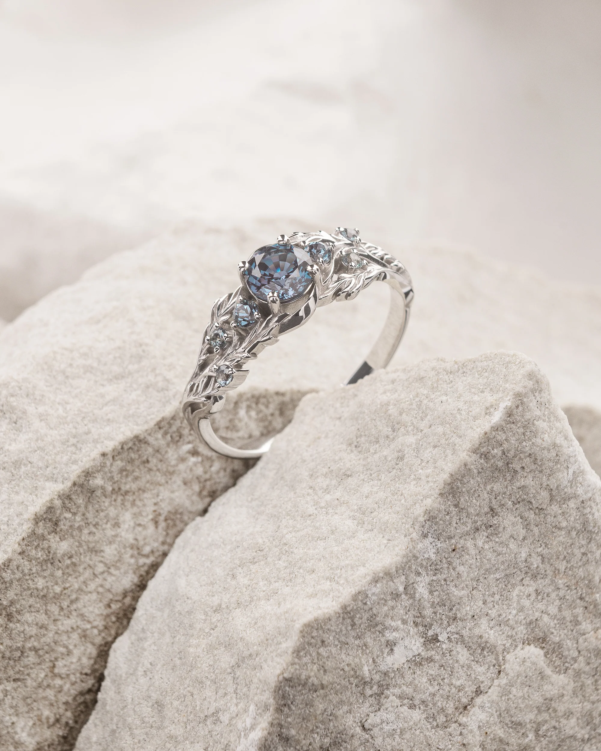 Nature inspired alexandrite engagement ring / Japanese Maple - Image 4