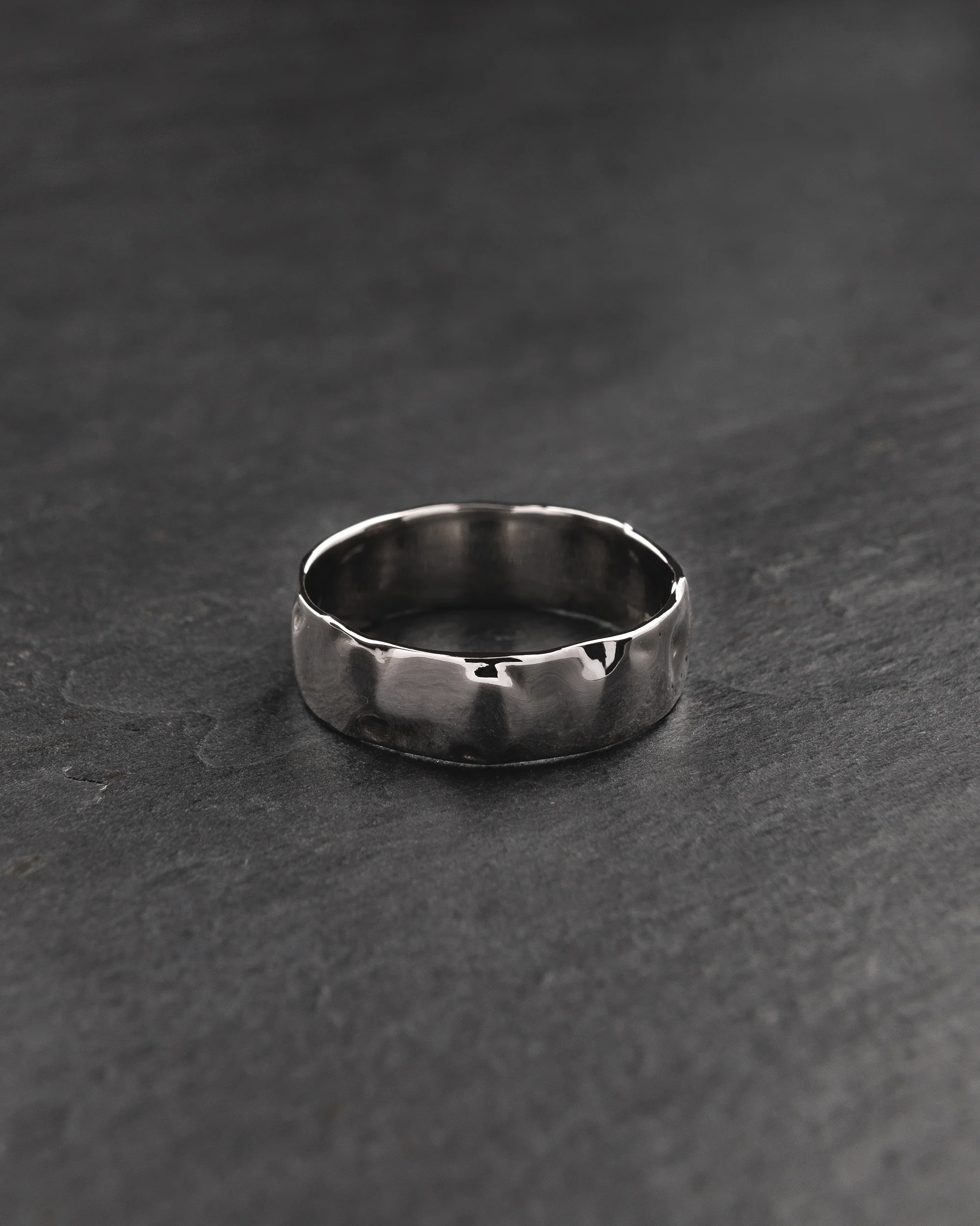 READY TO SHIP Melted texture wedding band in 14K white gold, RING SIZE 10 - 11 US - Image 4