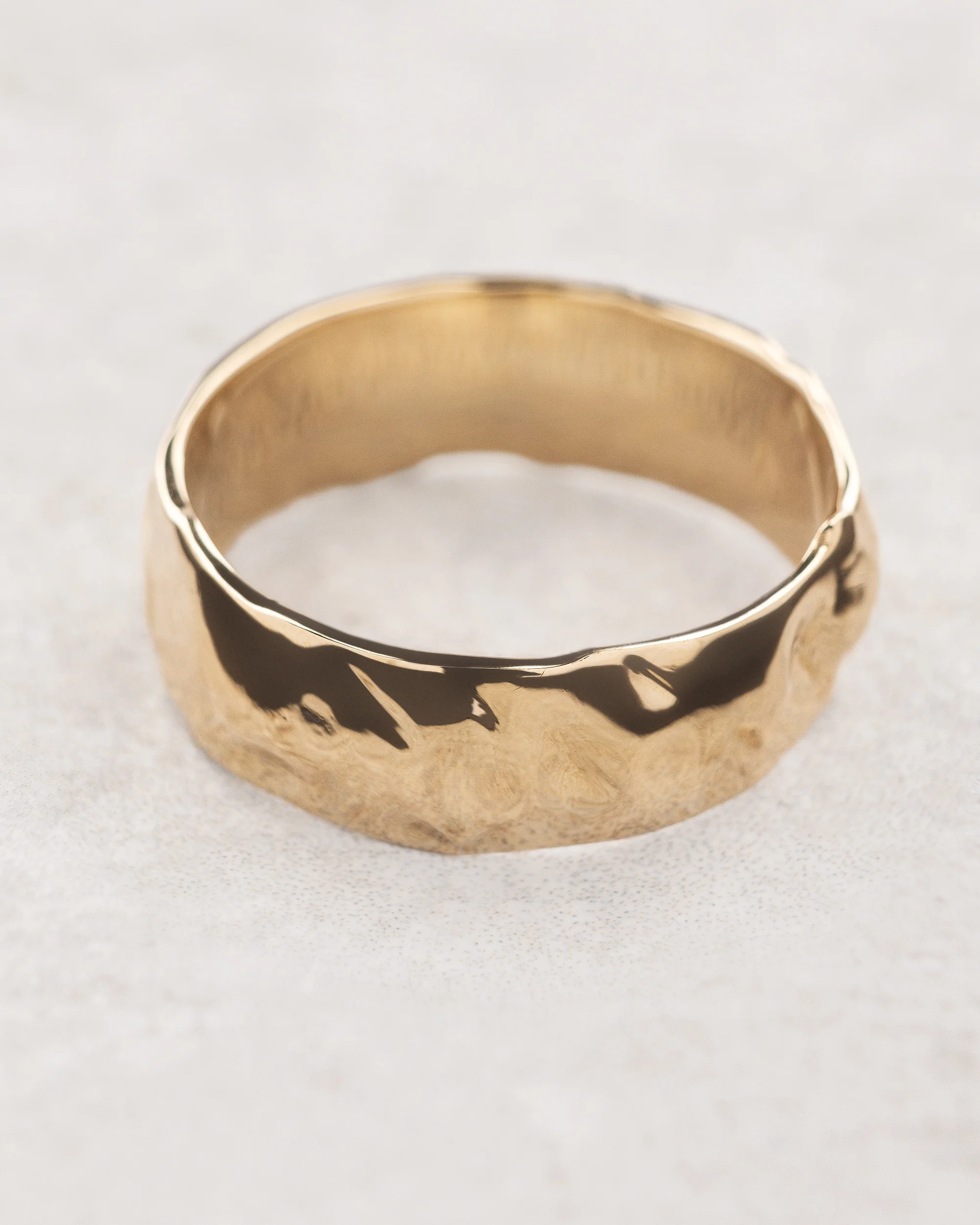 READY TO SHIP Melted texture wedding band in 14K yellow gold, RING SIZE 8.5 US - Image 4