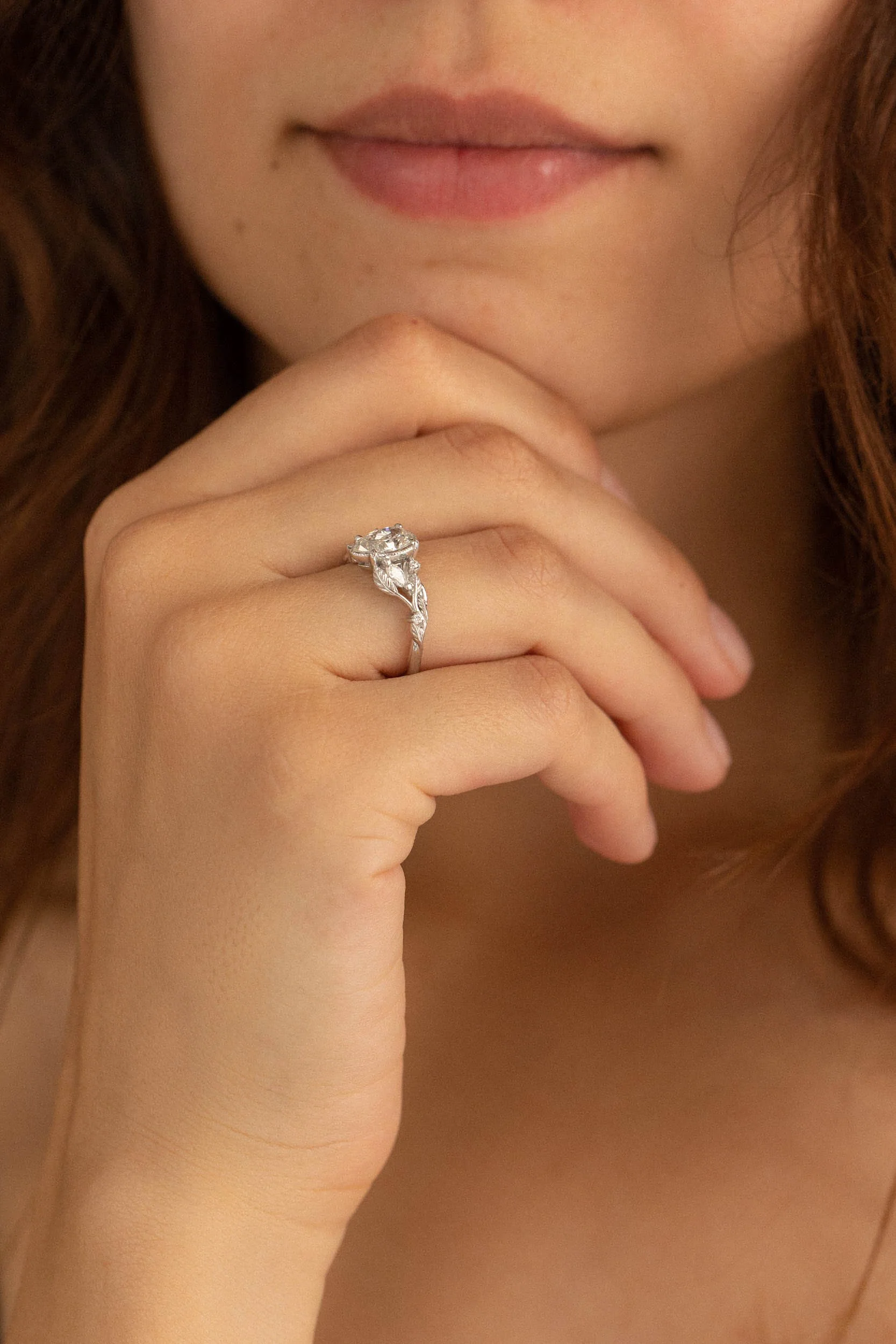 READY TO SHIP Patricia ring in 14K white gold, lab grown diamond pear cut 8x6 mm, accent lab grown diamonds, AVAILABLE RING SIZES: 6 - 9 US - Image 5