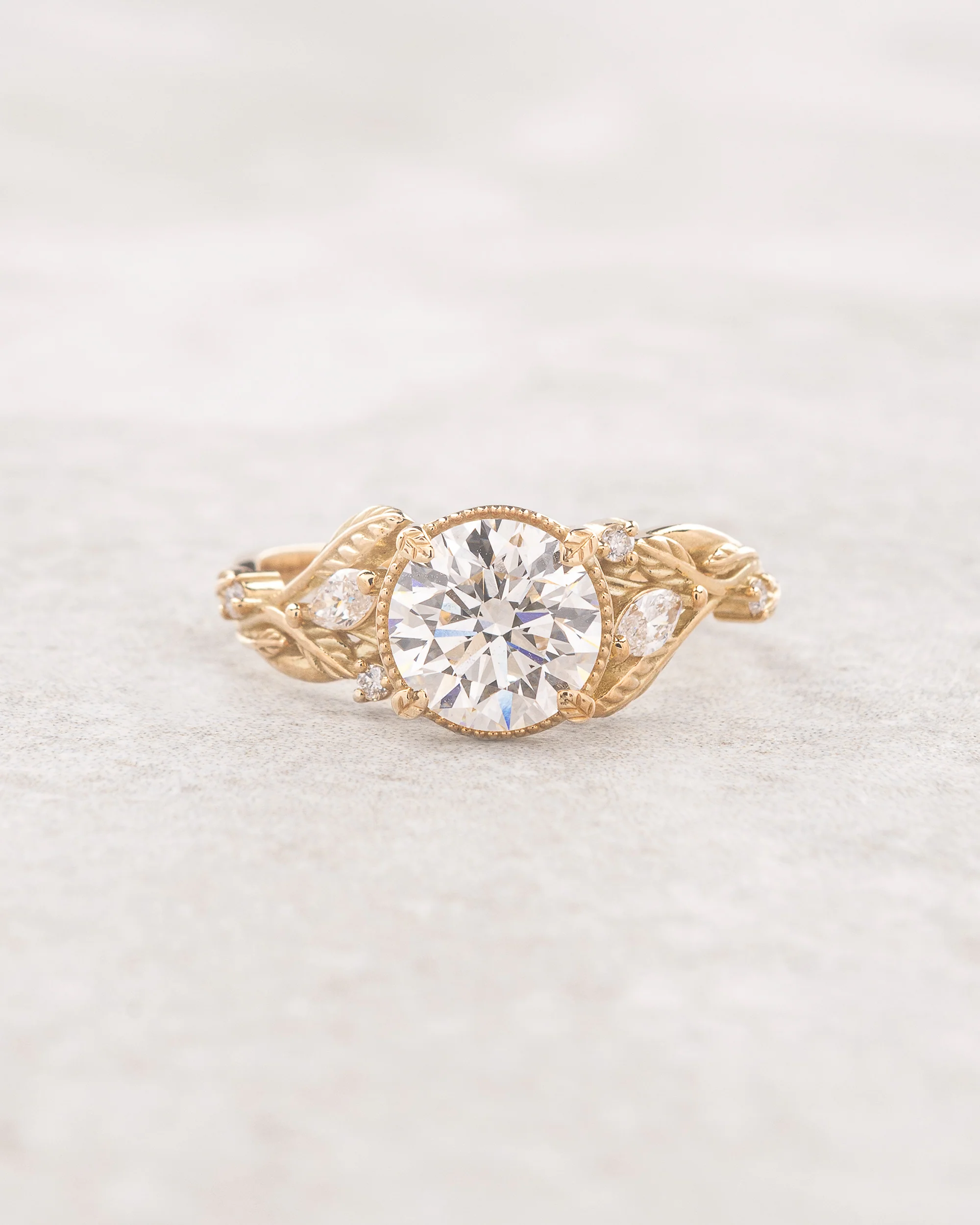 Hypnotizing big diamond bridal ring set, nature inspired engagement ring with a matching twig band / Patricia - Image 4