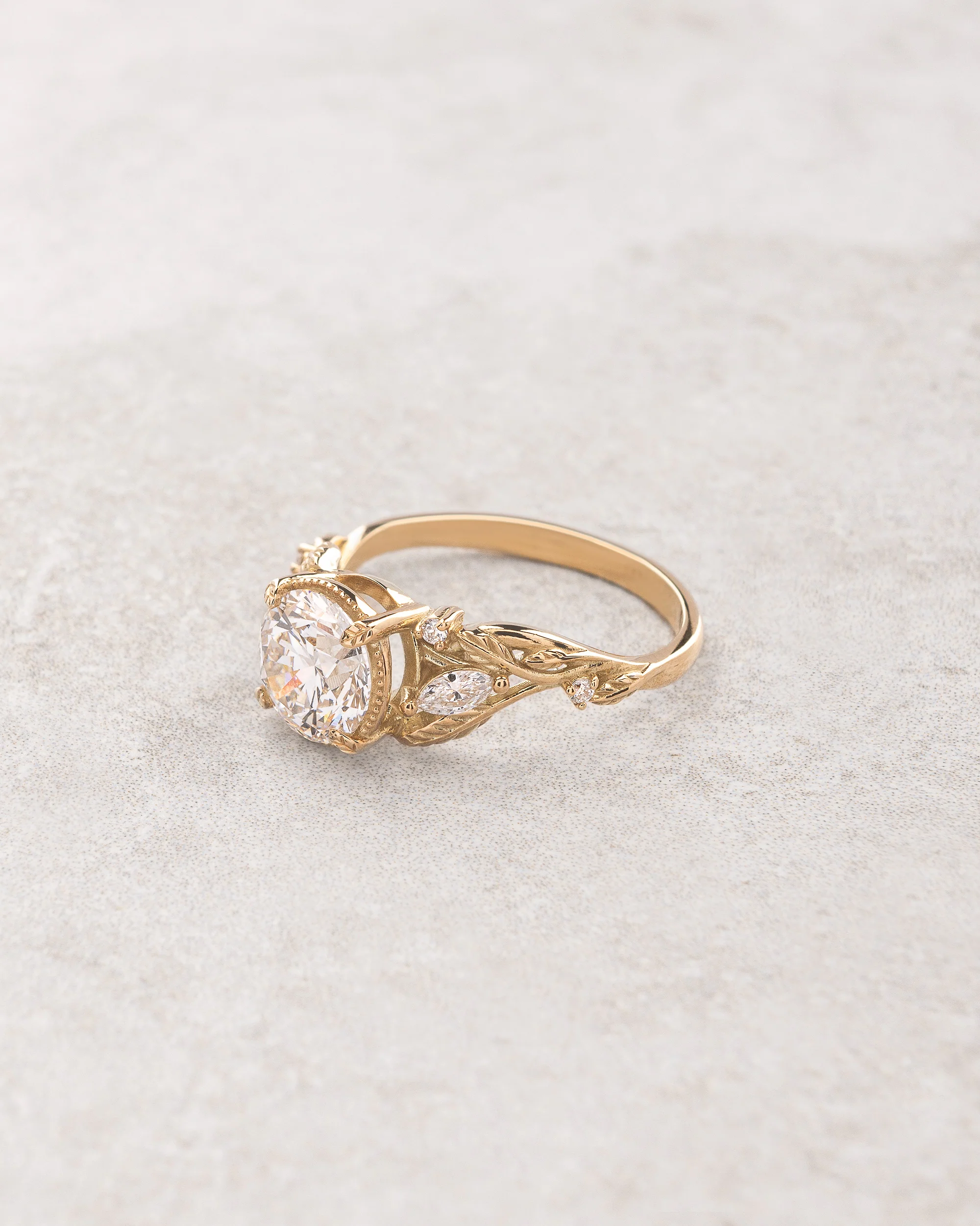 Hypnotizing big diamond bridal ring set, nature inspired engagement ring with a matching twig band / Patricia - Image 6