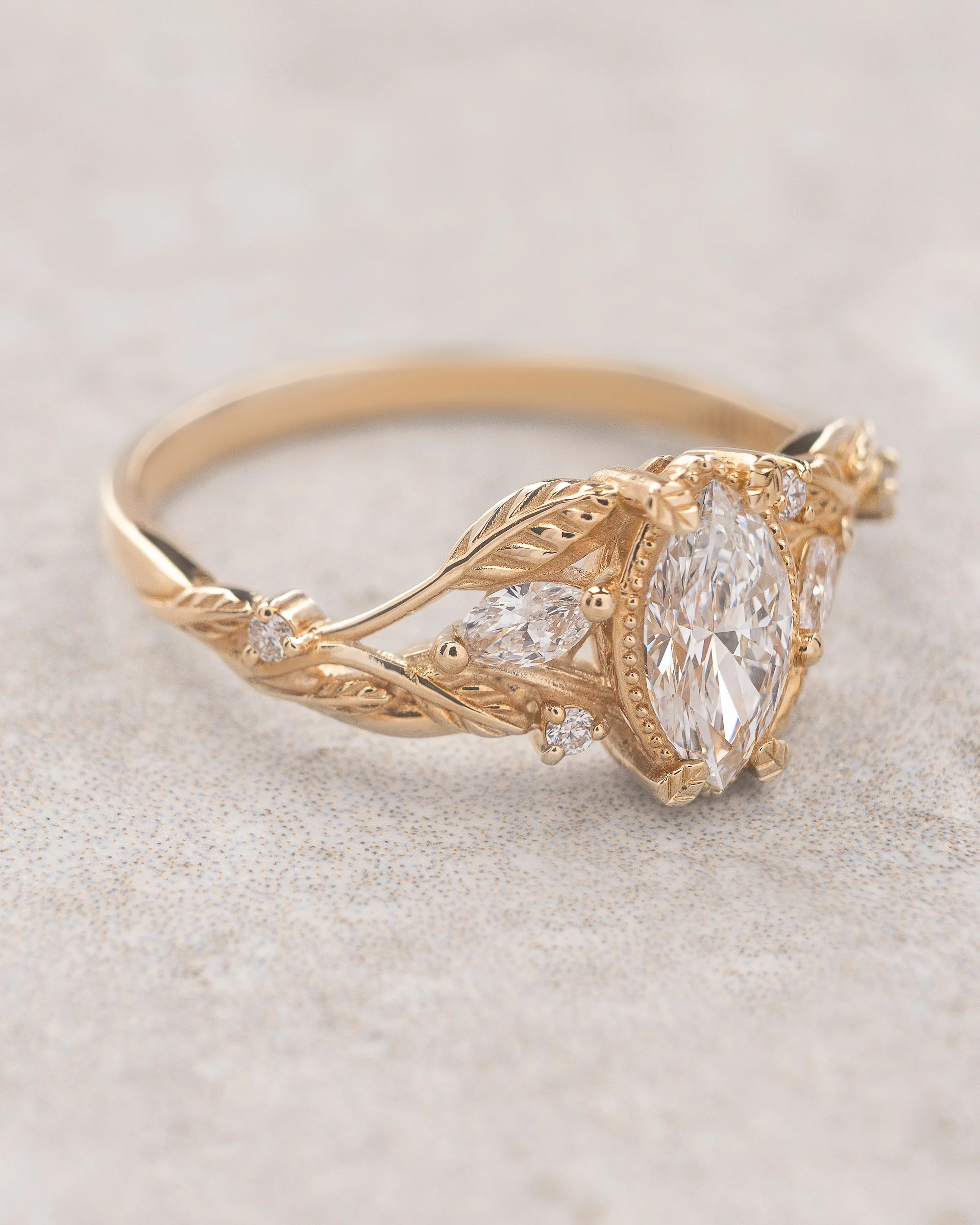 Marquise lab grown diamond nature inspired engagement ring / Patricia - Image 3