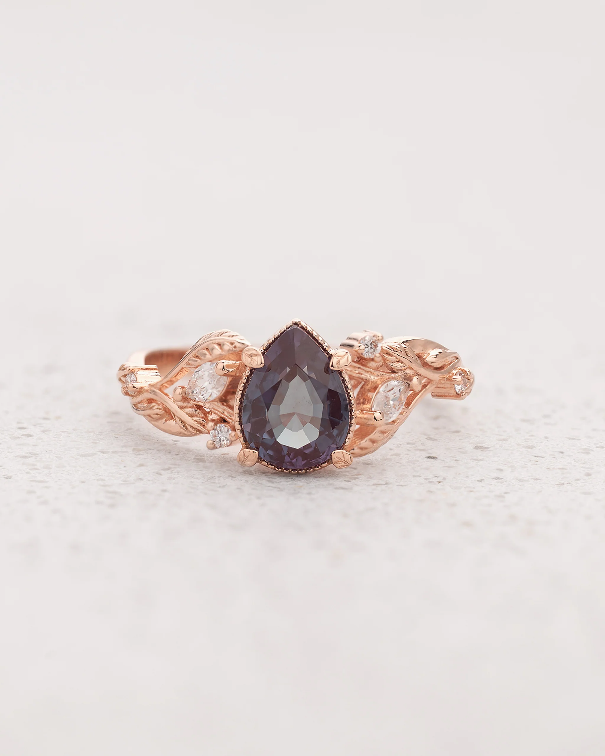 READY TO SHIP Patricia ring with lab alexandrite, 14K rose gold, AVAILABLE RING SIZES: 5.5 - 8.5 US - Image 2