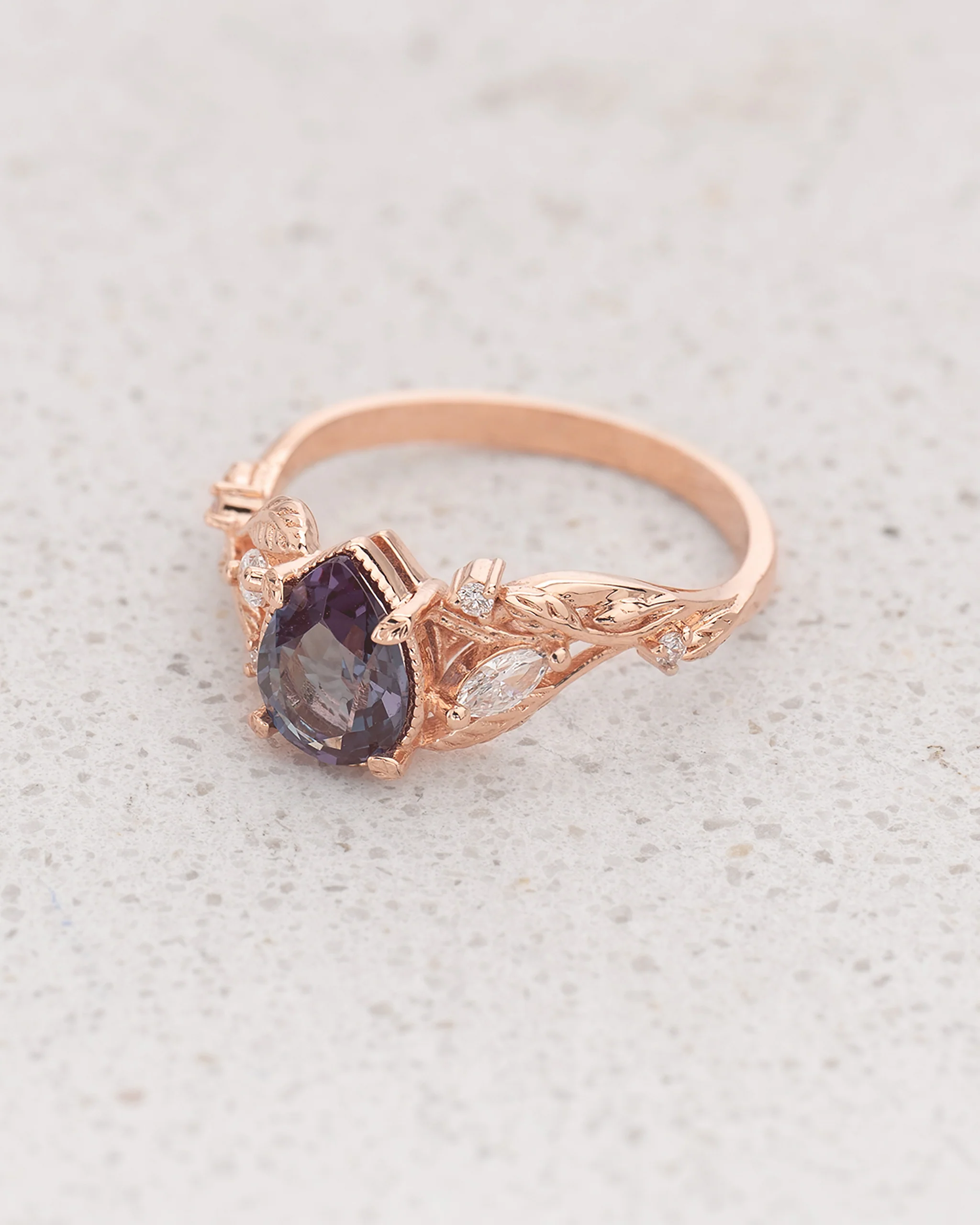 READY TO SHIP Patricia ring with lab alexandrite, 14K rose gold, AVAILABLE RING SIZES: 5.5 - 8.5 US - Image 3