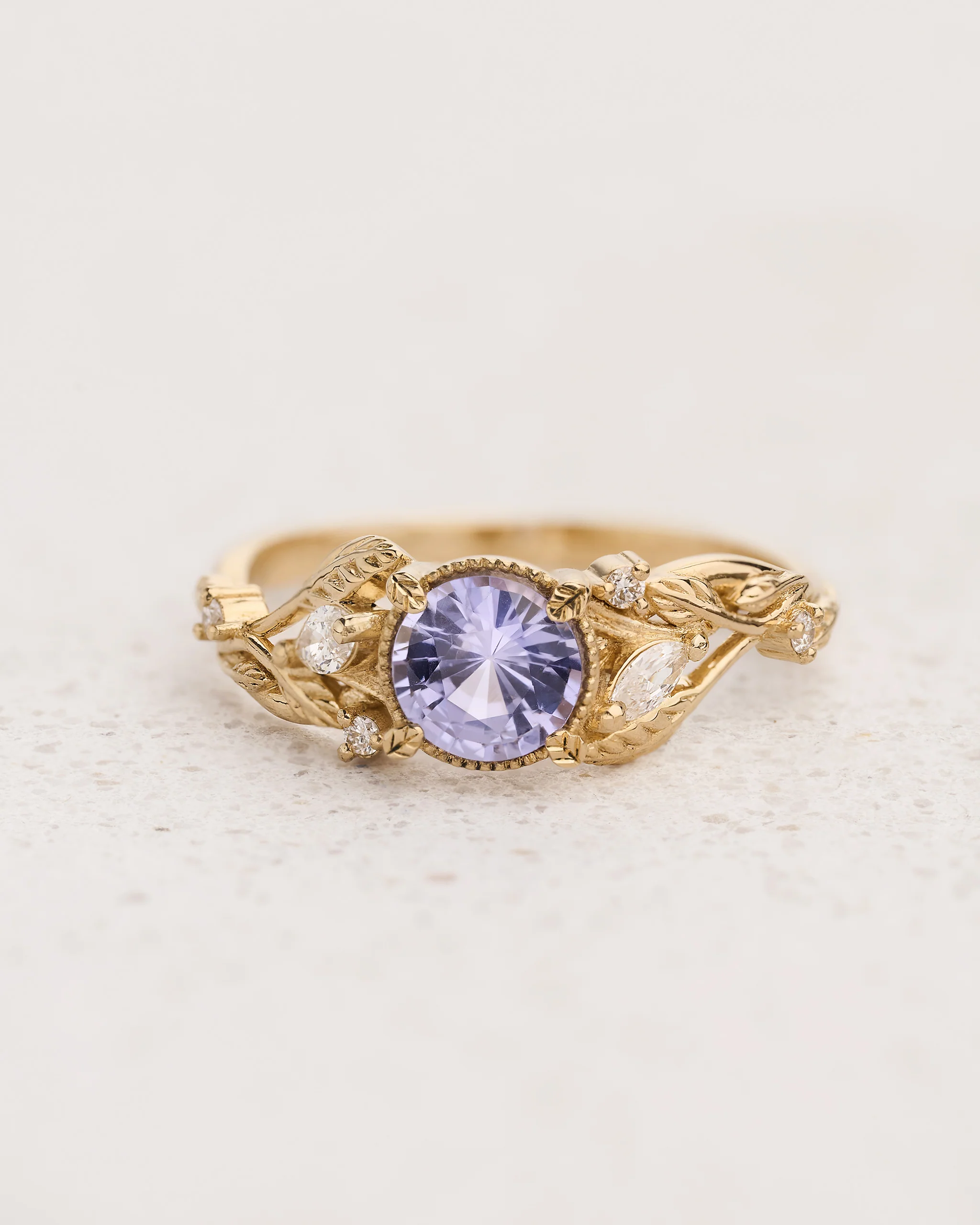 Natural Lavender Sapphire Engagement Ring with Accent Diamonds / Patricia