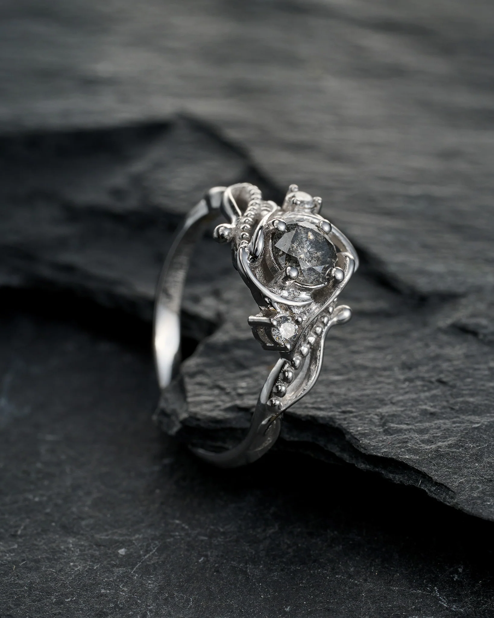 Salt and pepper diamond engagement ring  / Undina - Image 3