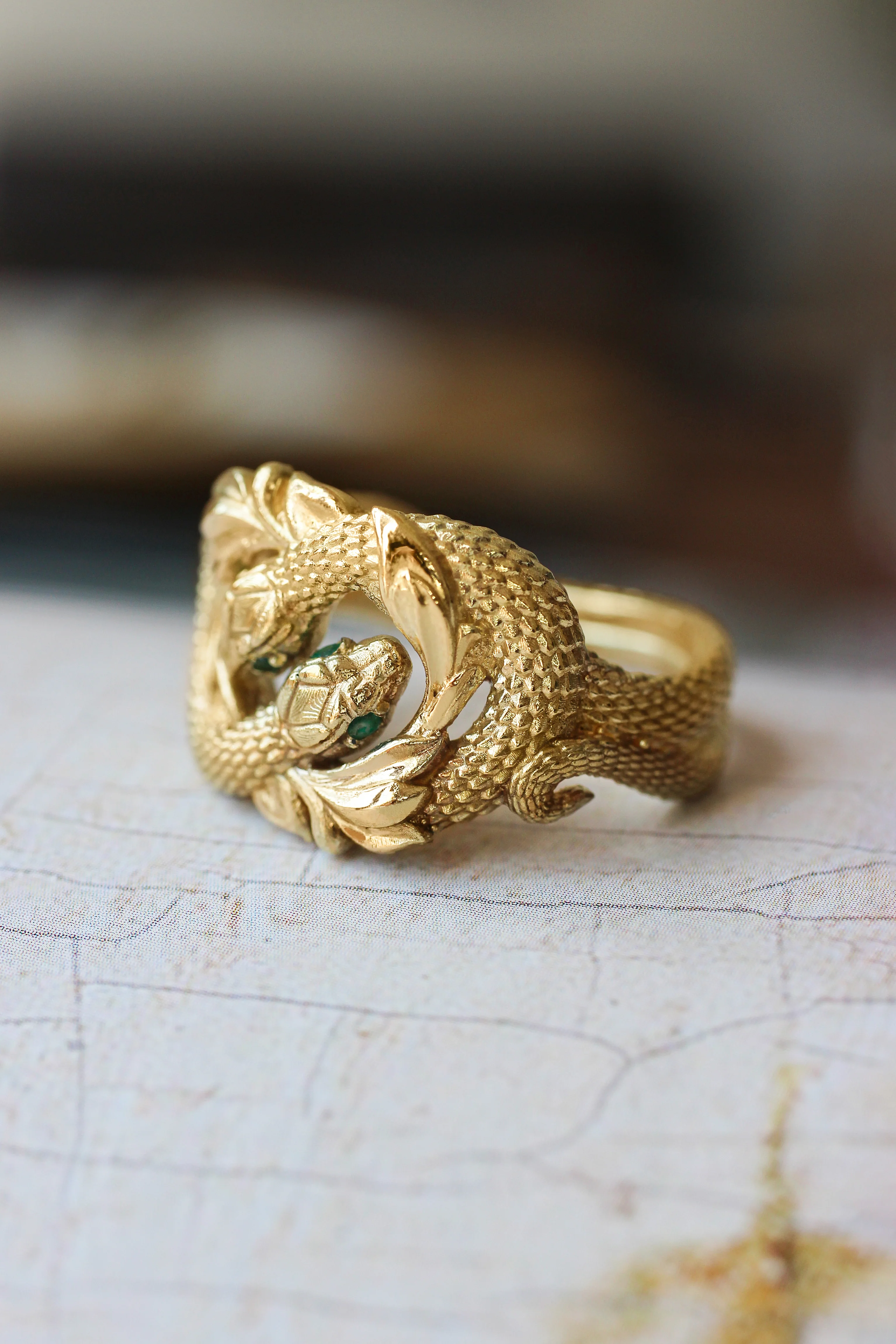 Ring of Barahir, two snakes statement ring - Image 4