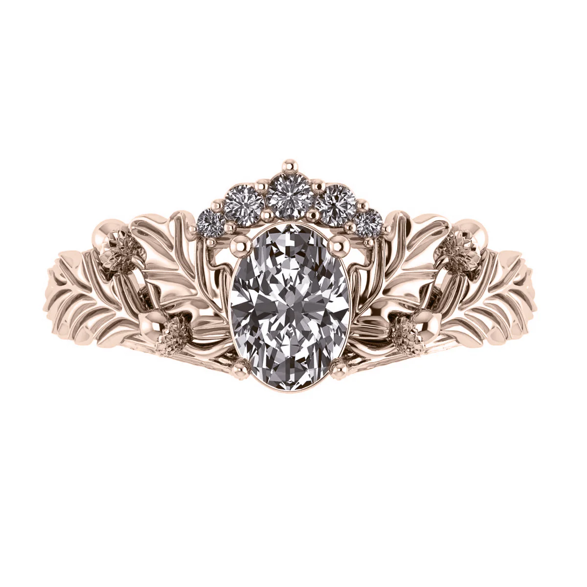 Royal Oak | custom bridal ring set, oval-cut 7x5 mm - Image 2