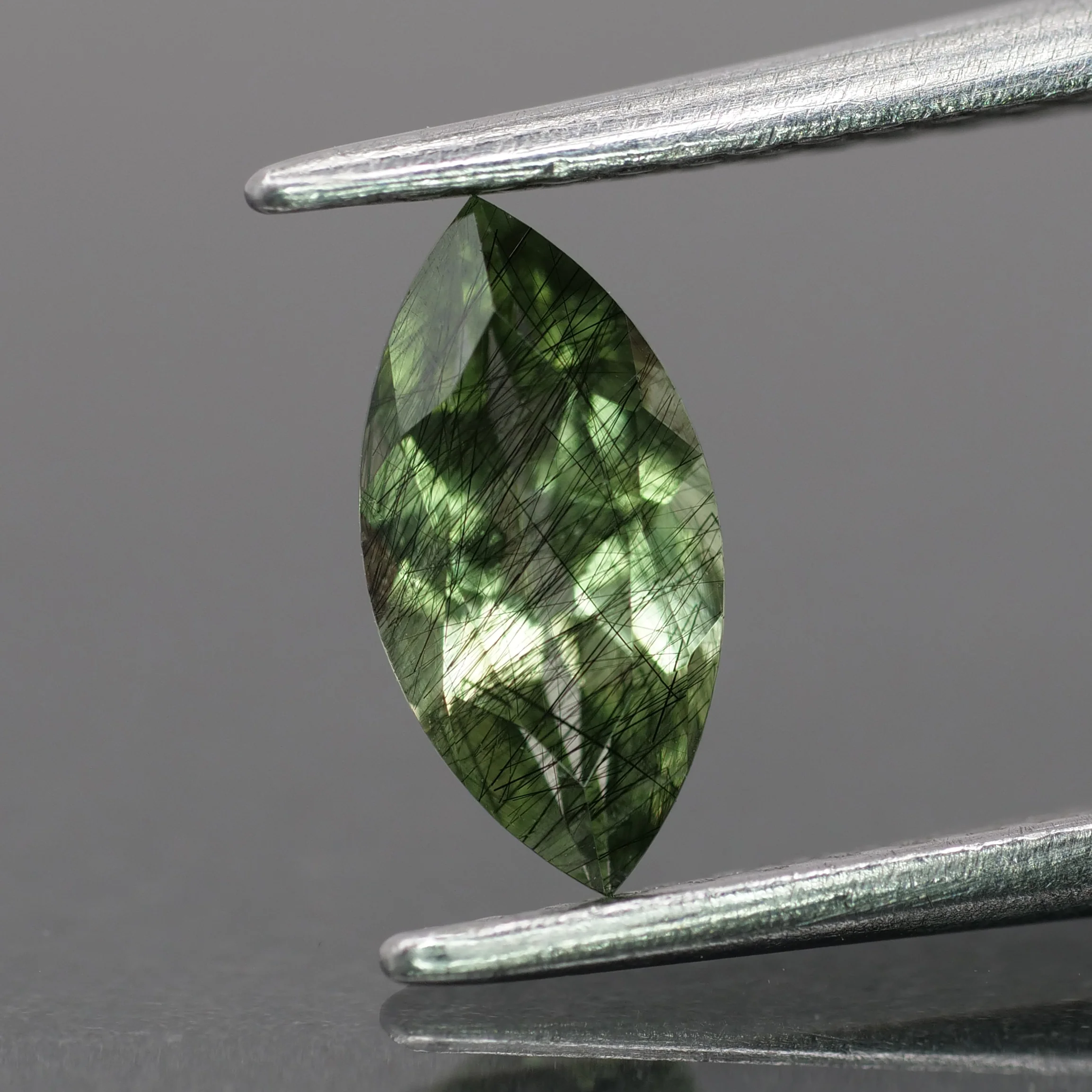 Rutile Peridot | natural, green color, marquise-cut, 8x4mm, 0.5ct - choose yours
