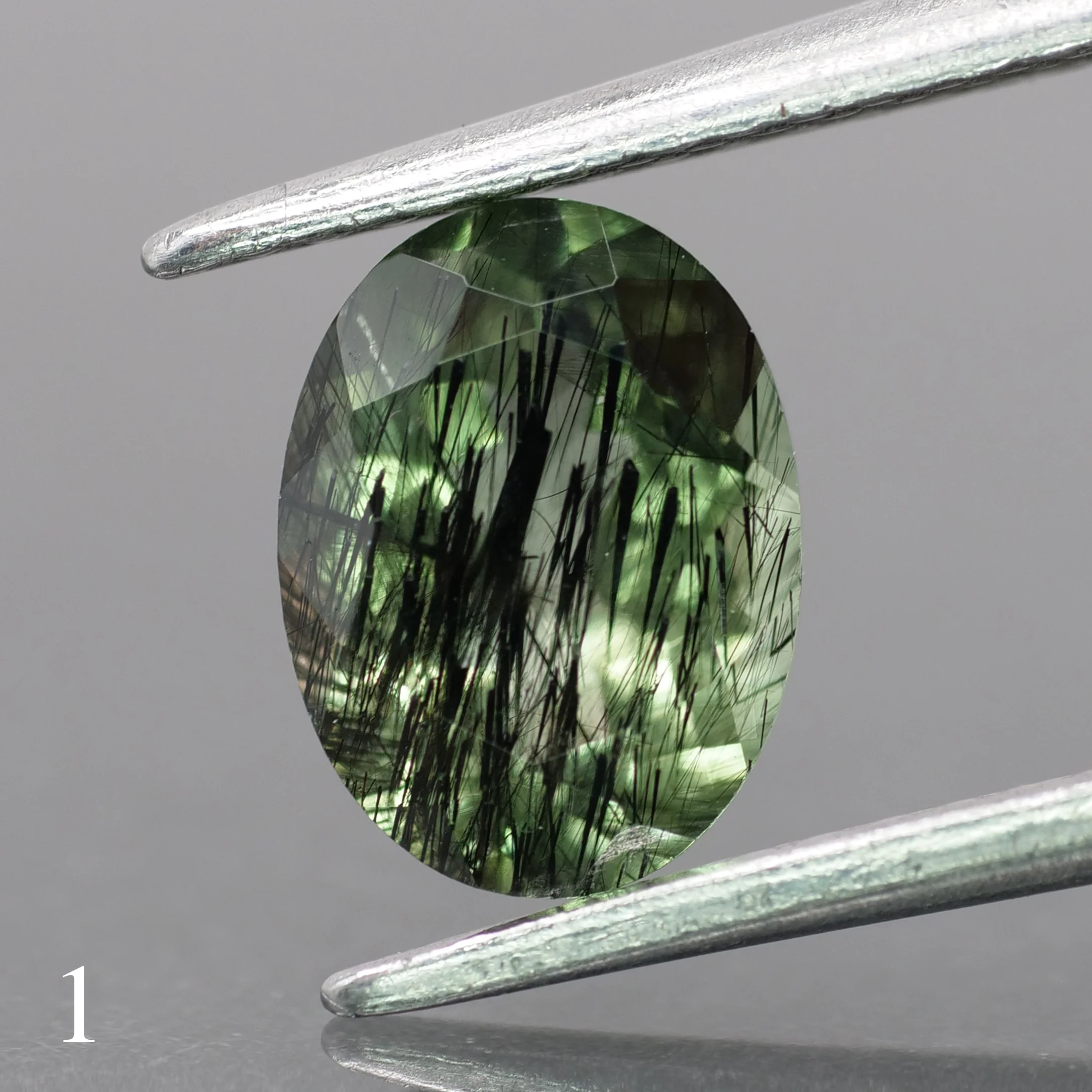 Rutile Peridot | natural, green color, oval-cut, 8x6mm, 1.2ct - choose yours - Image 2