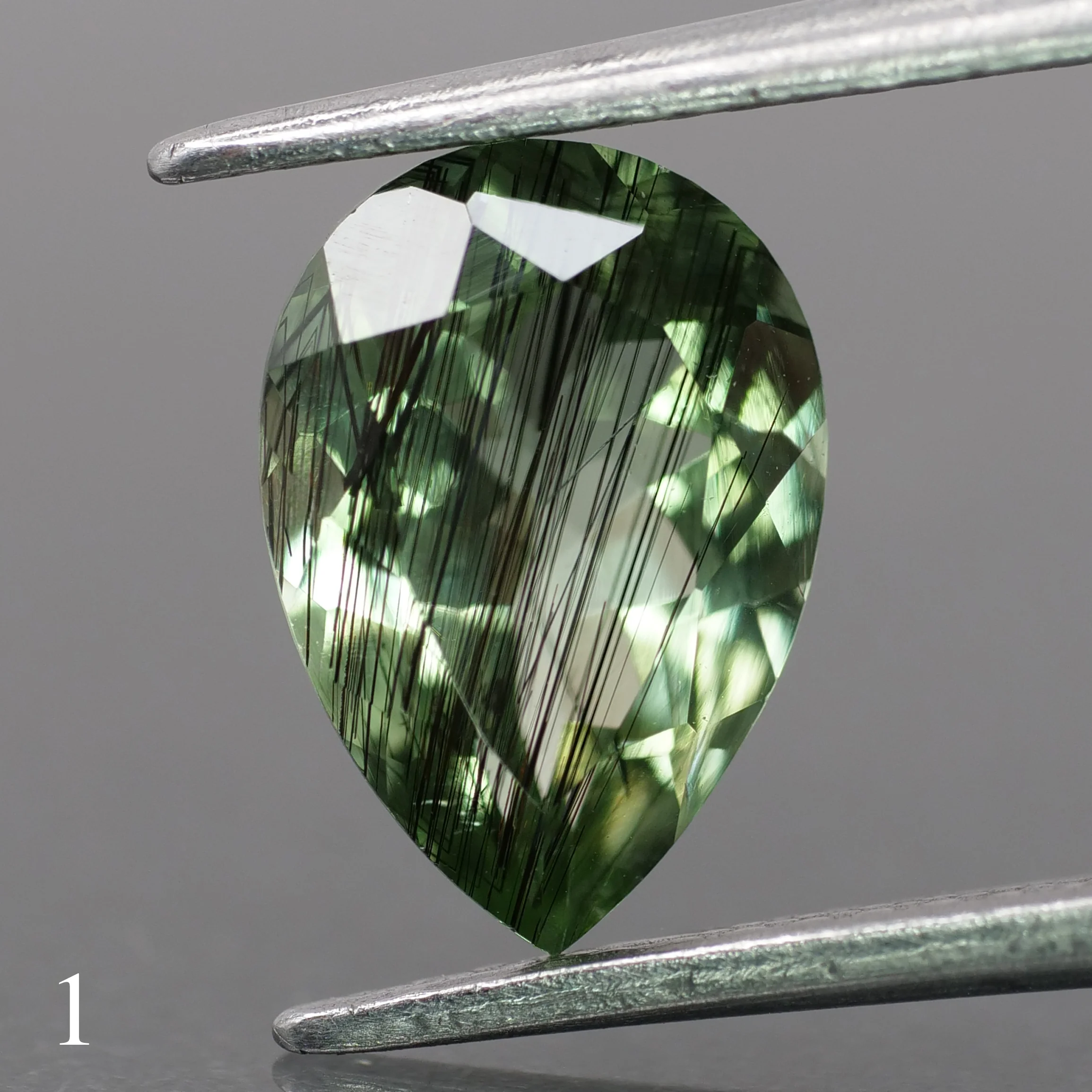 Rutile Peridot | natural, green color, pear-cut, 10x7mm, 1.7ct - choose yours - Image 2