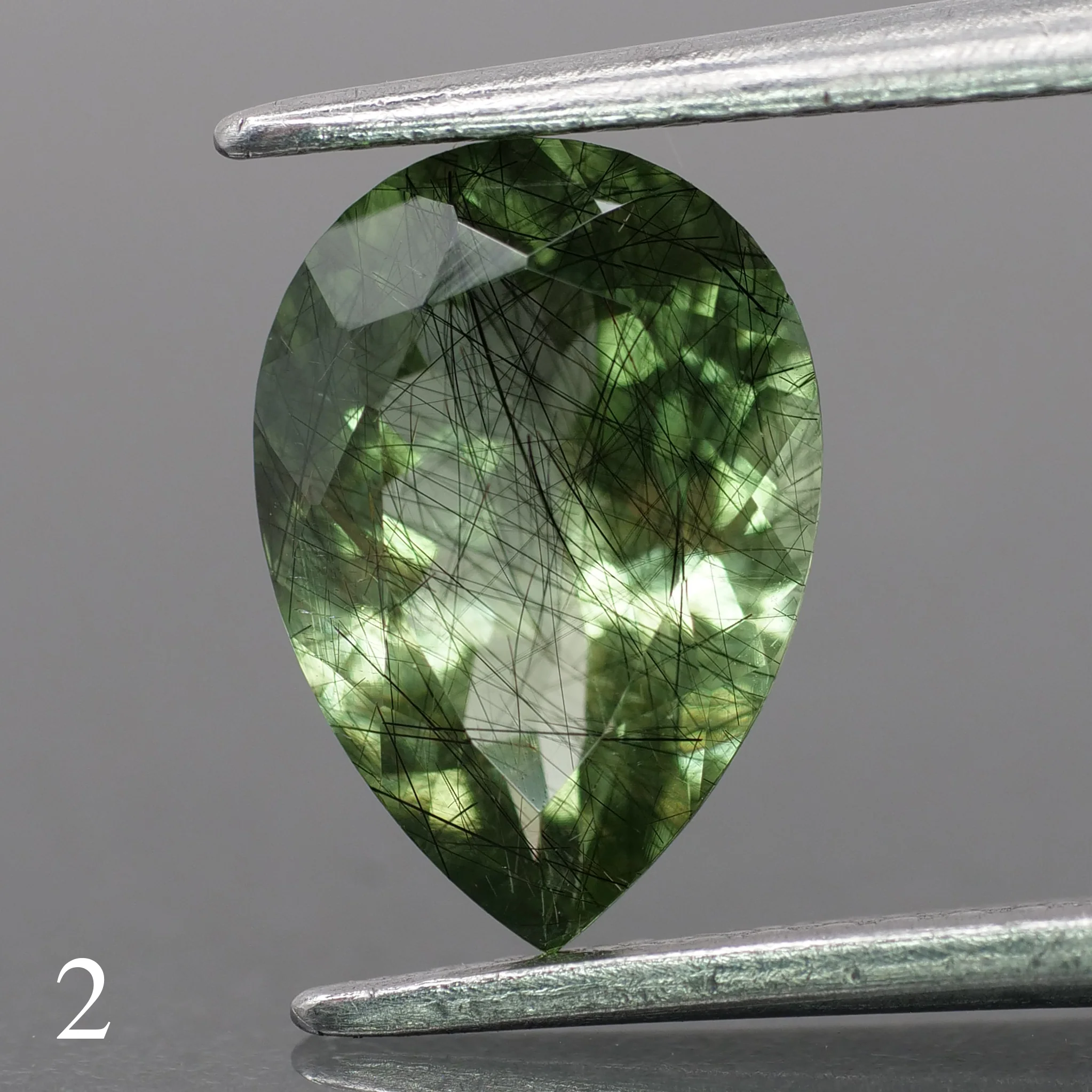 Rutile Peridot | natural, green color, pear-cut, 10x7mm, 1.7ct - choose yours - Image 3