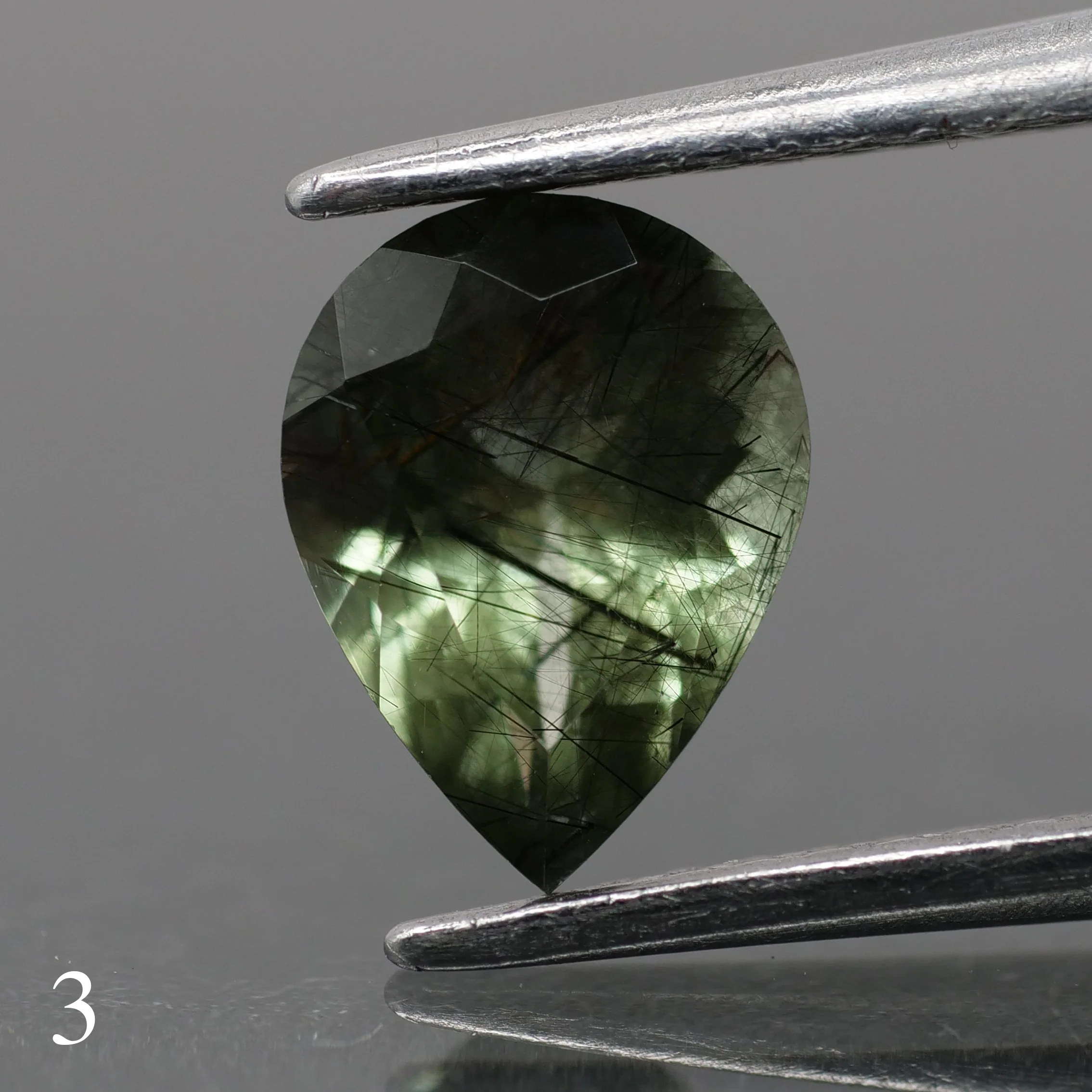 Rutile Peridot | natural, green color, pear-cut, 8x6mm, 1ct - choose yours - Image 3