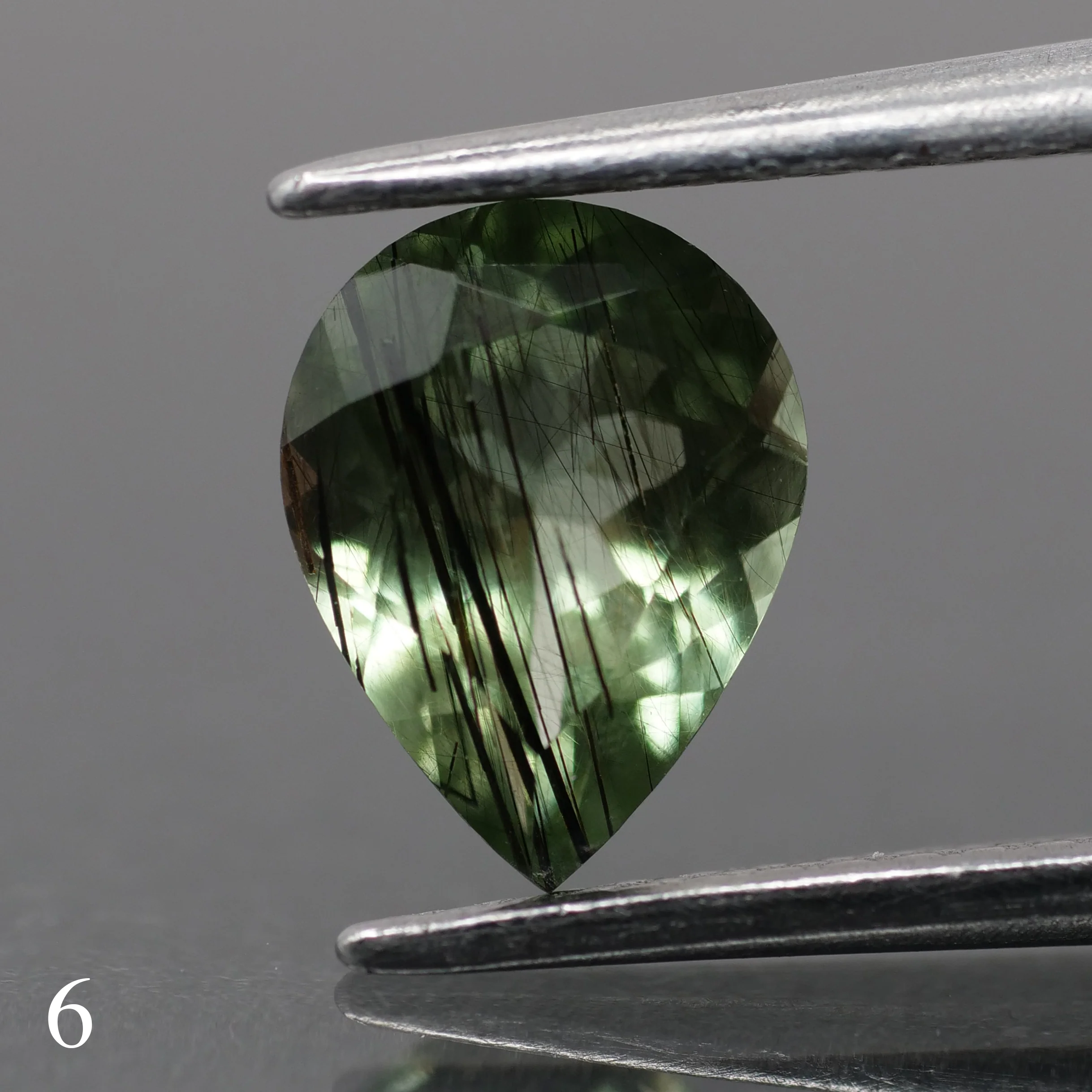 Rutile Peridot | natural, green color, pear-cut, 8x6mm, 1ct - choose yours - Image 6