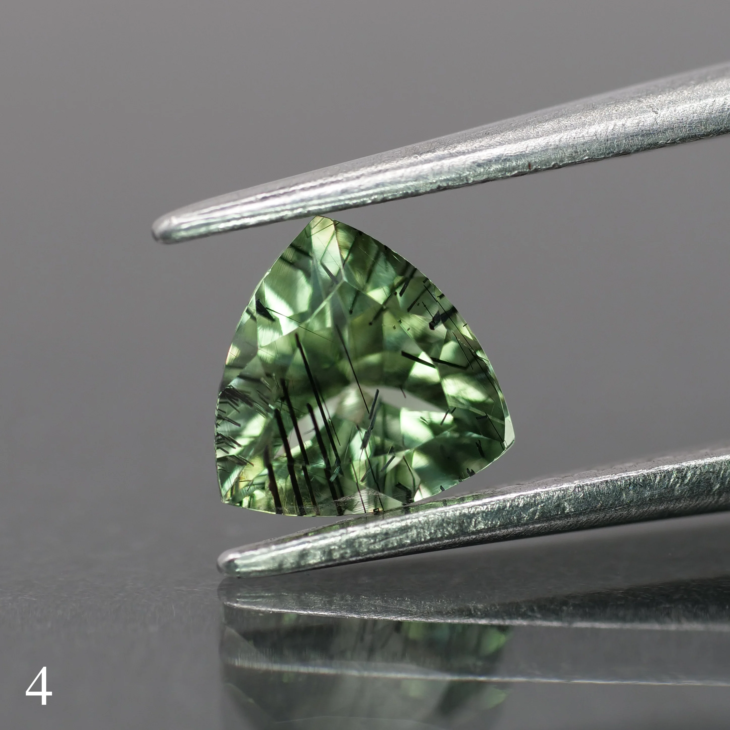 Rutile Peridot | natural, green color, trillion-cut, 6mm, 0.7ct - choose yours - Image 5