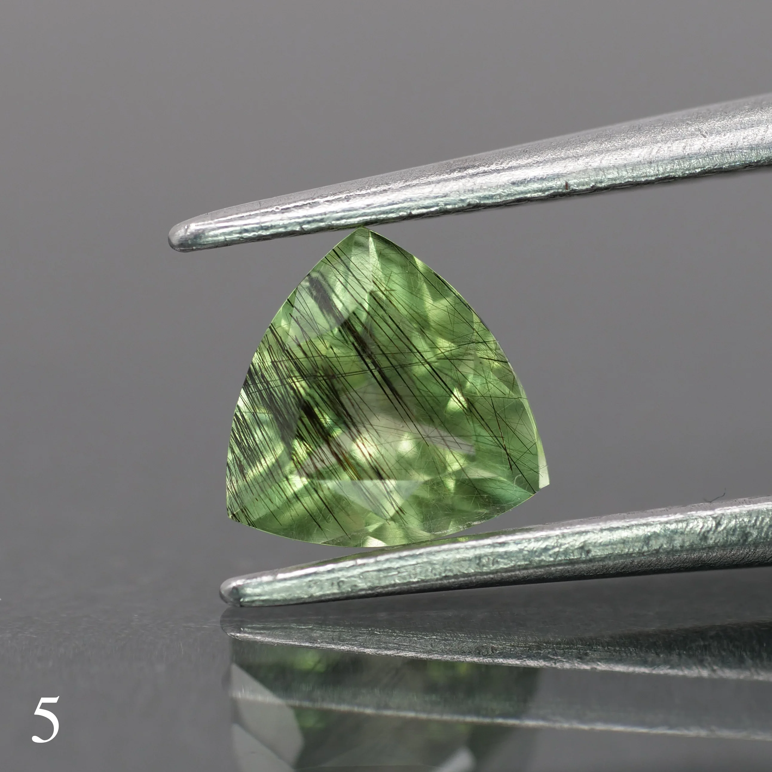 Rutile Peridot | natural, green color, trillion-cut, 6mm, 0.7ct - choose yours - Image 6