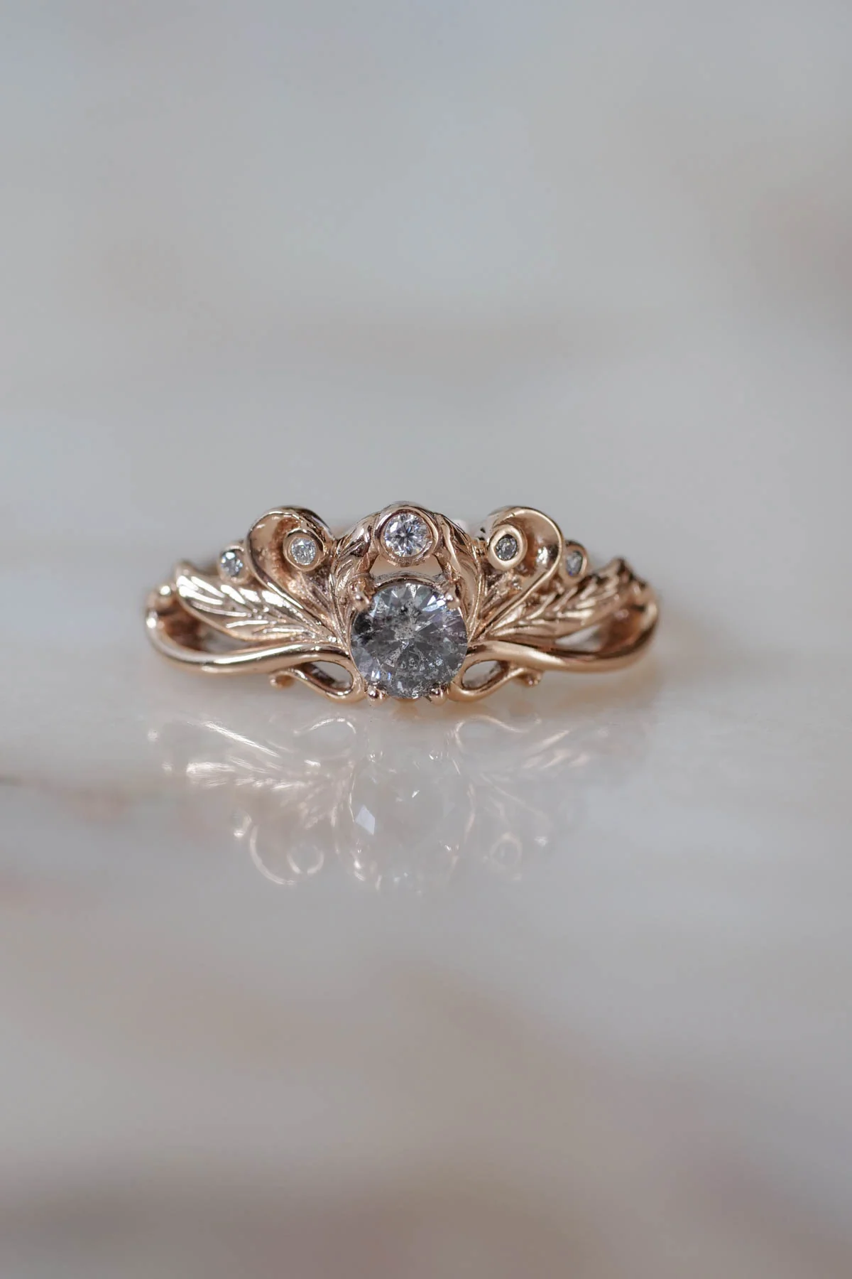 Salt and pepper diamond bridal ring set / Damariss - Image 9
