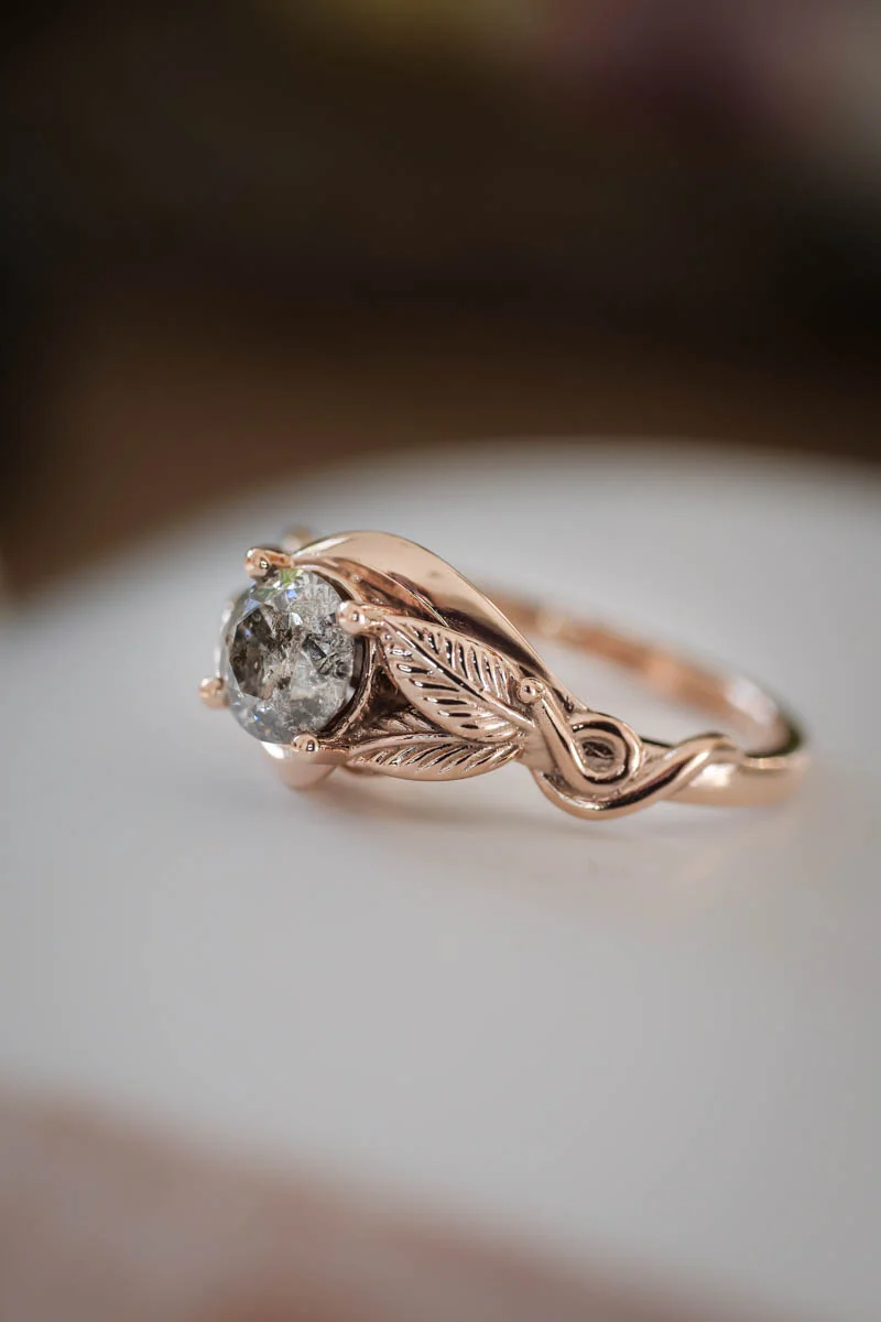 Salt & pepper diamond engagement ring / Azalea - Image 4