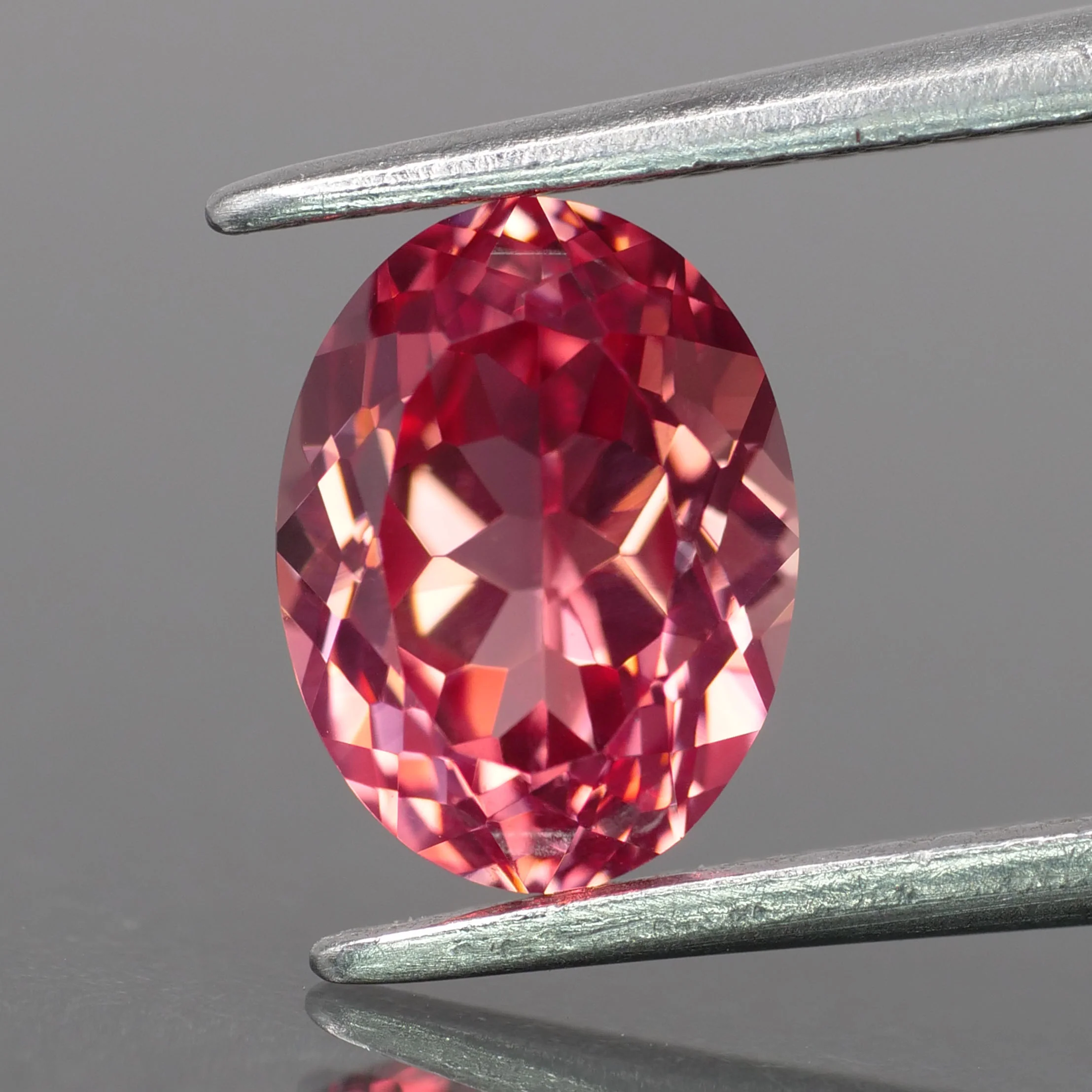 Sapphire | lab-grown, pink padparadscha color, oval-cut, 8x6mm, 1.6ct