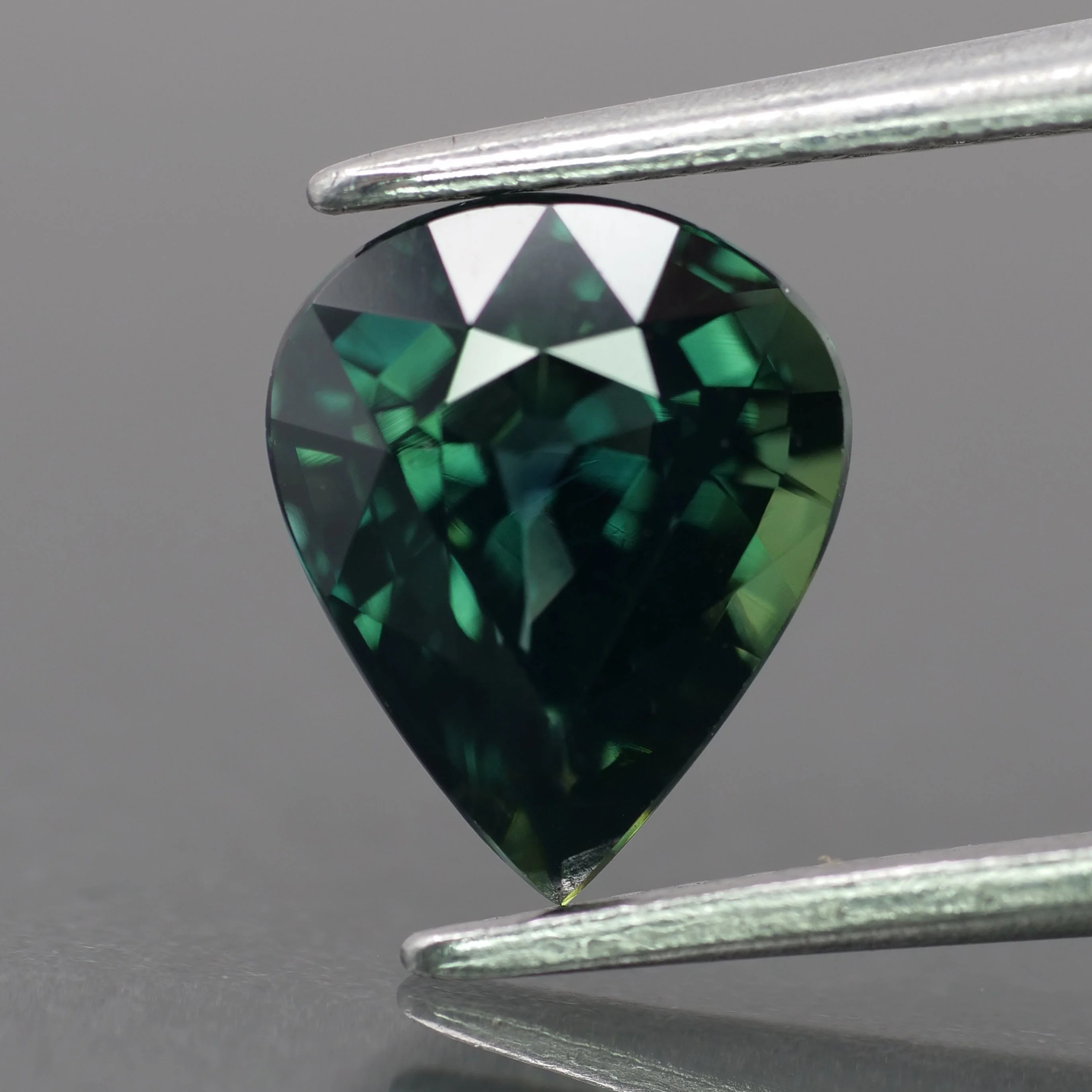 Sapphire | natural, teal color, pear-cut, *8x7mm, 2ct, Madagascar