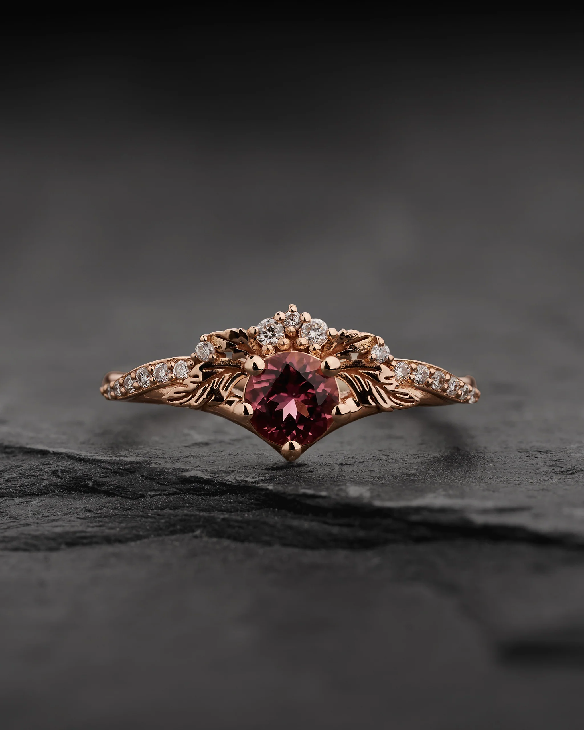 Timeless Engagement Ring with Pink Tourmaline & Accent Diamonds / Amelia
