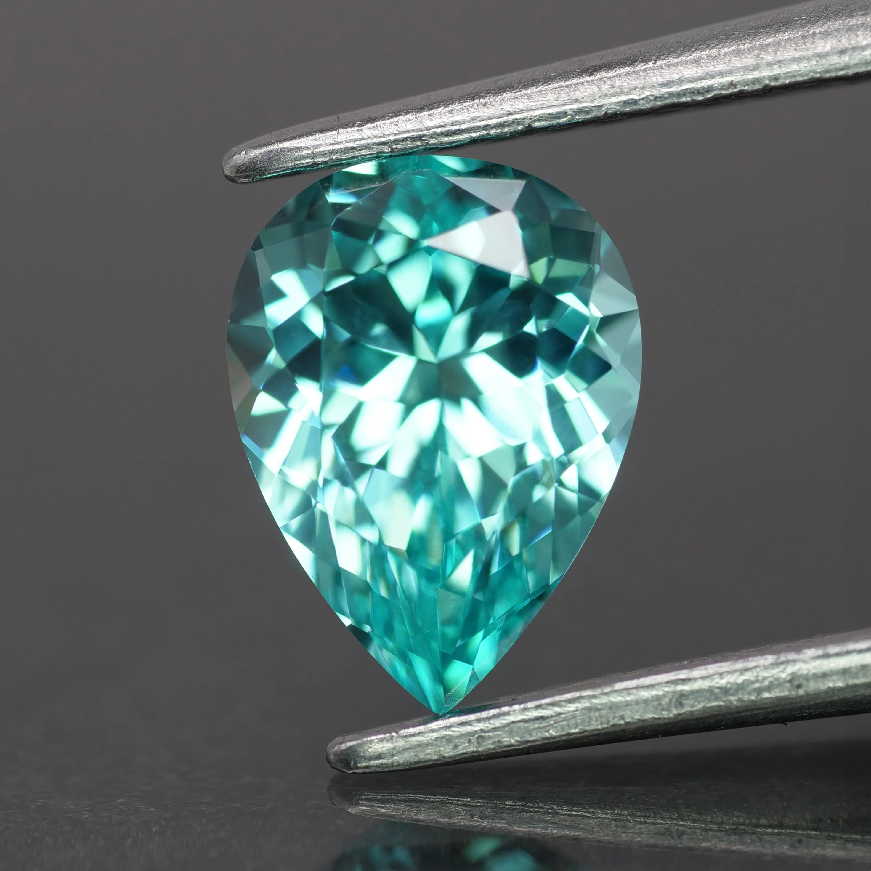 Tourmaline | lab-grown, paraiba color, pear-cut, 8x6mm, 2ct