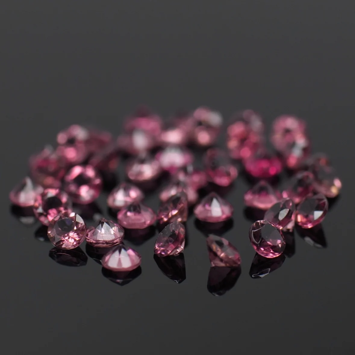 Tourmaline | natural, pink color, round-cut, accent stones