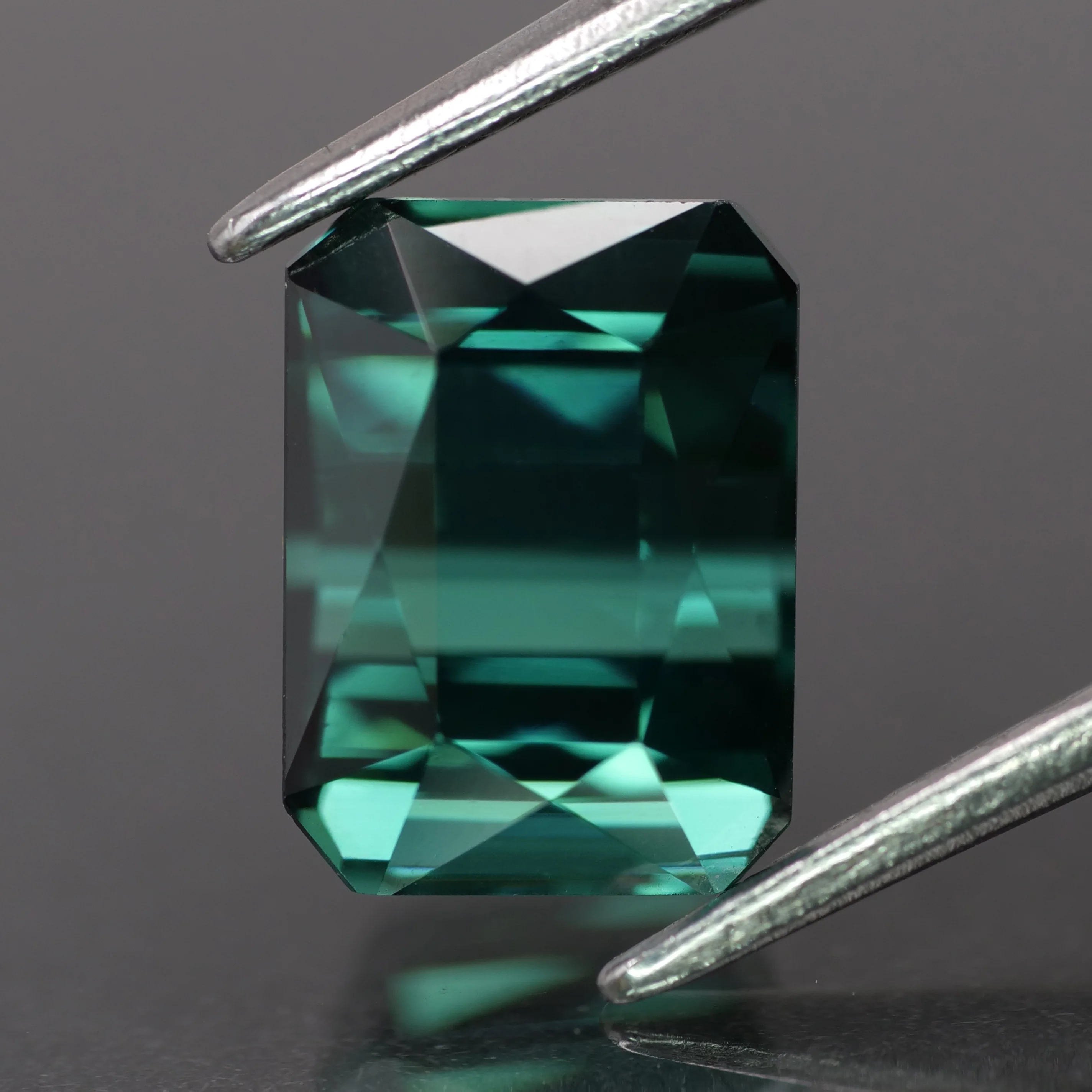 Indicolite Tourmaline | natural, teal blue color, emerald-cut, 8x6mm, 2.3ct