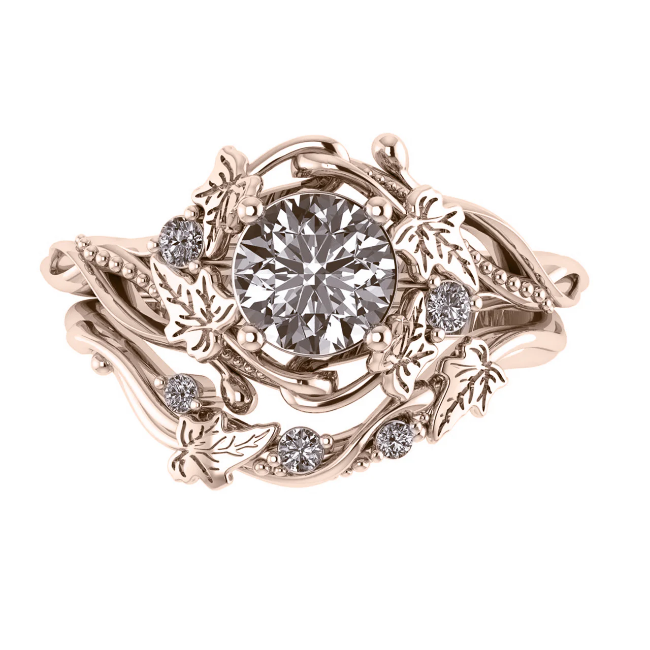 Undina Ivy | bridal ring set for 6.5 mm round cut gemstone