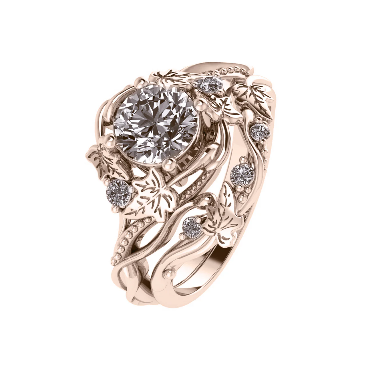 Undina Ivy | bridal ring set for 6.5 mm round cut gemstone - Image 2