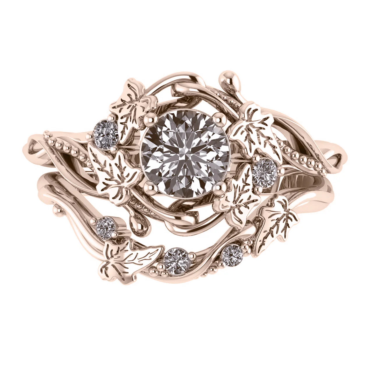 Undina Ivy | bridal ring set for 6 mm round cut gemstone