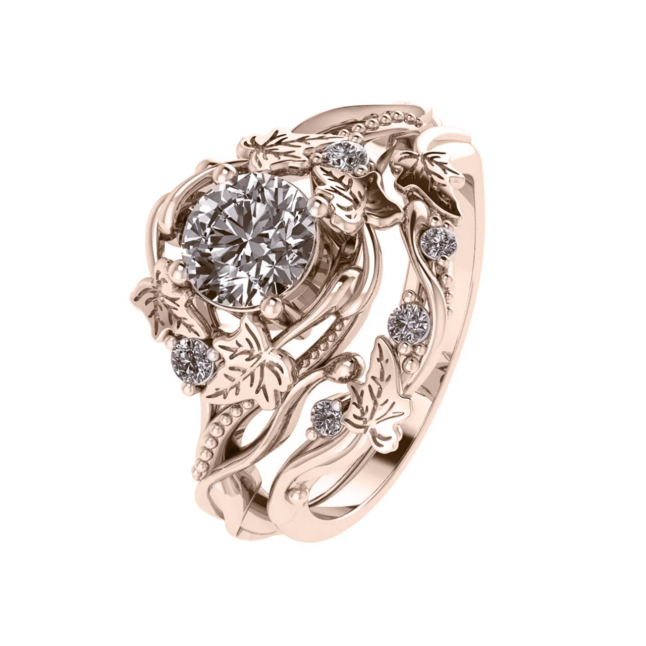 Undina Ivy | bridal ring set for 6 mm round cut gemstone - Image 2