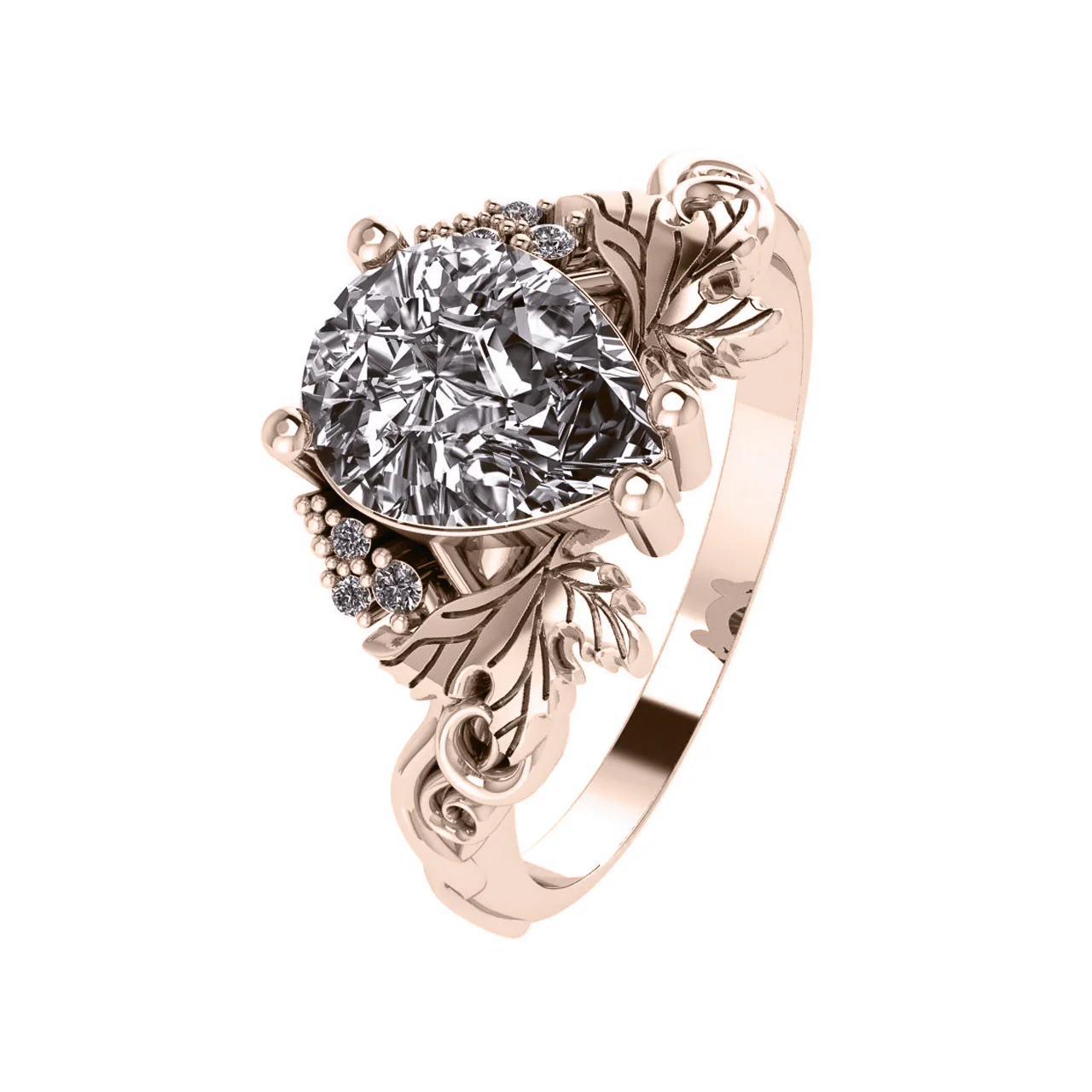 Vineyard | custom engagement ring setting, pear cut 9x7mm - Image 2