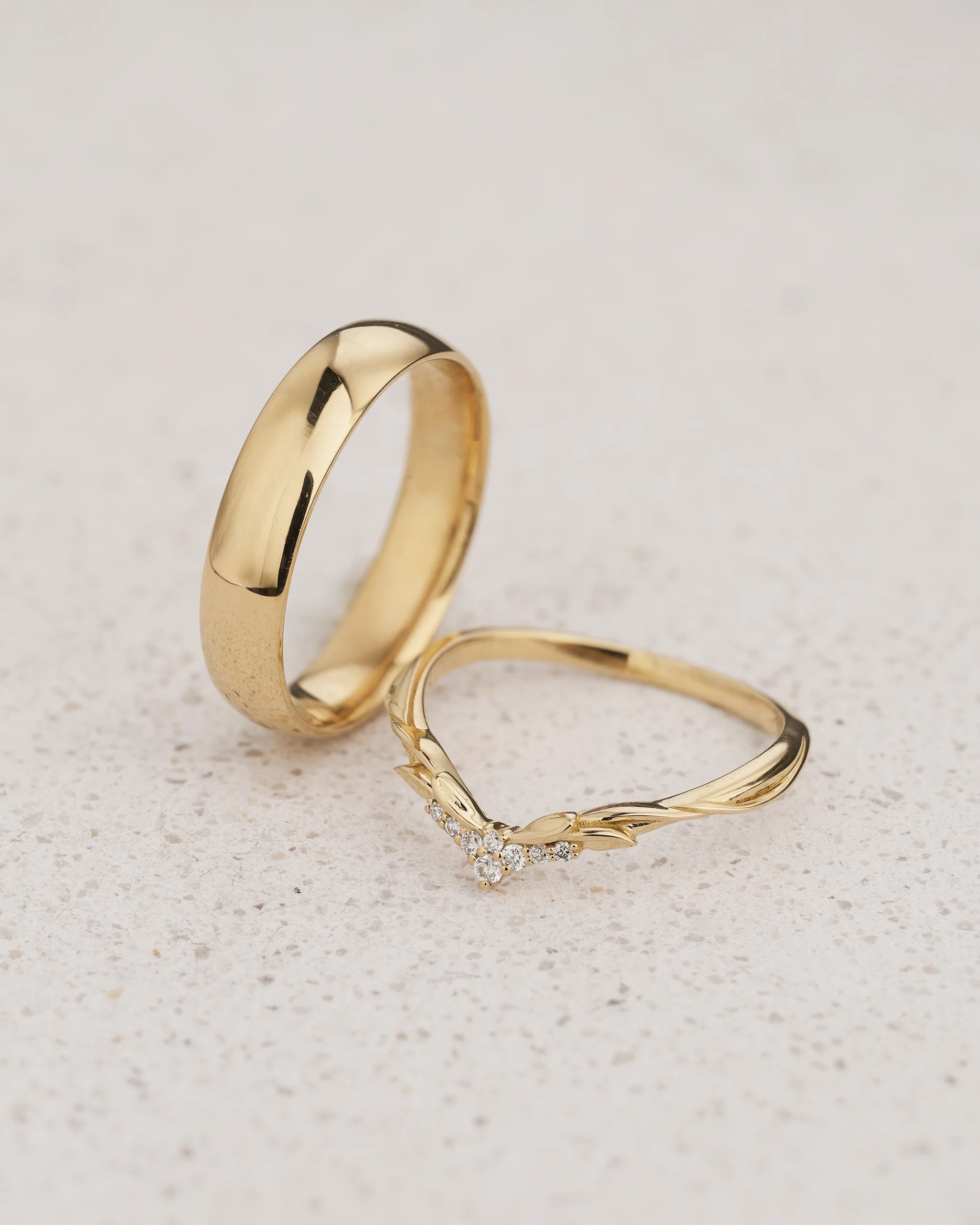 Wedding Bands Set for a Couple with Matching Diamond Ring for Ikar - Image 5