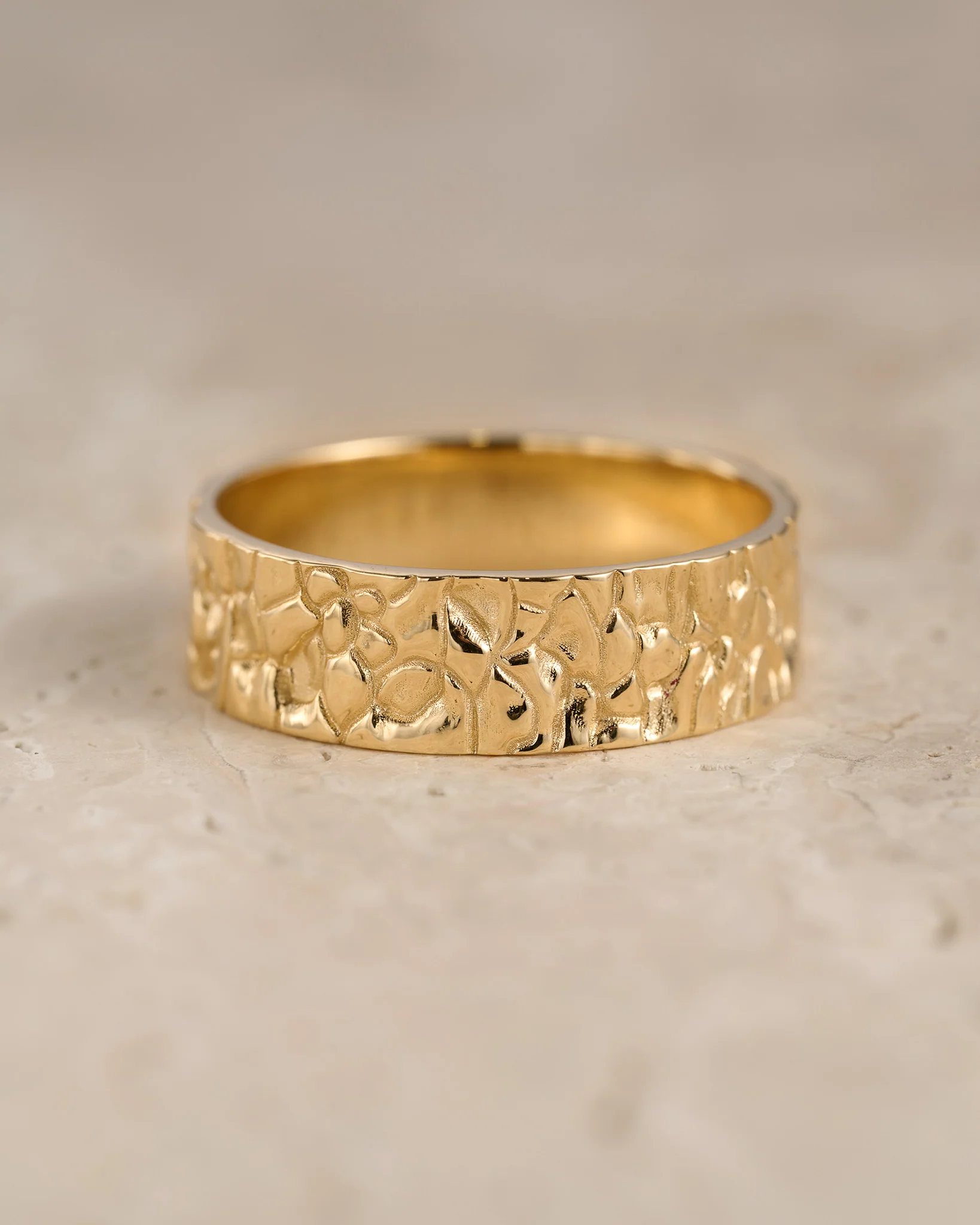 Wedding bands set for couple, rock textured rings - Image 3