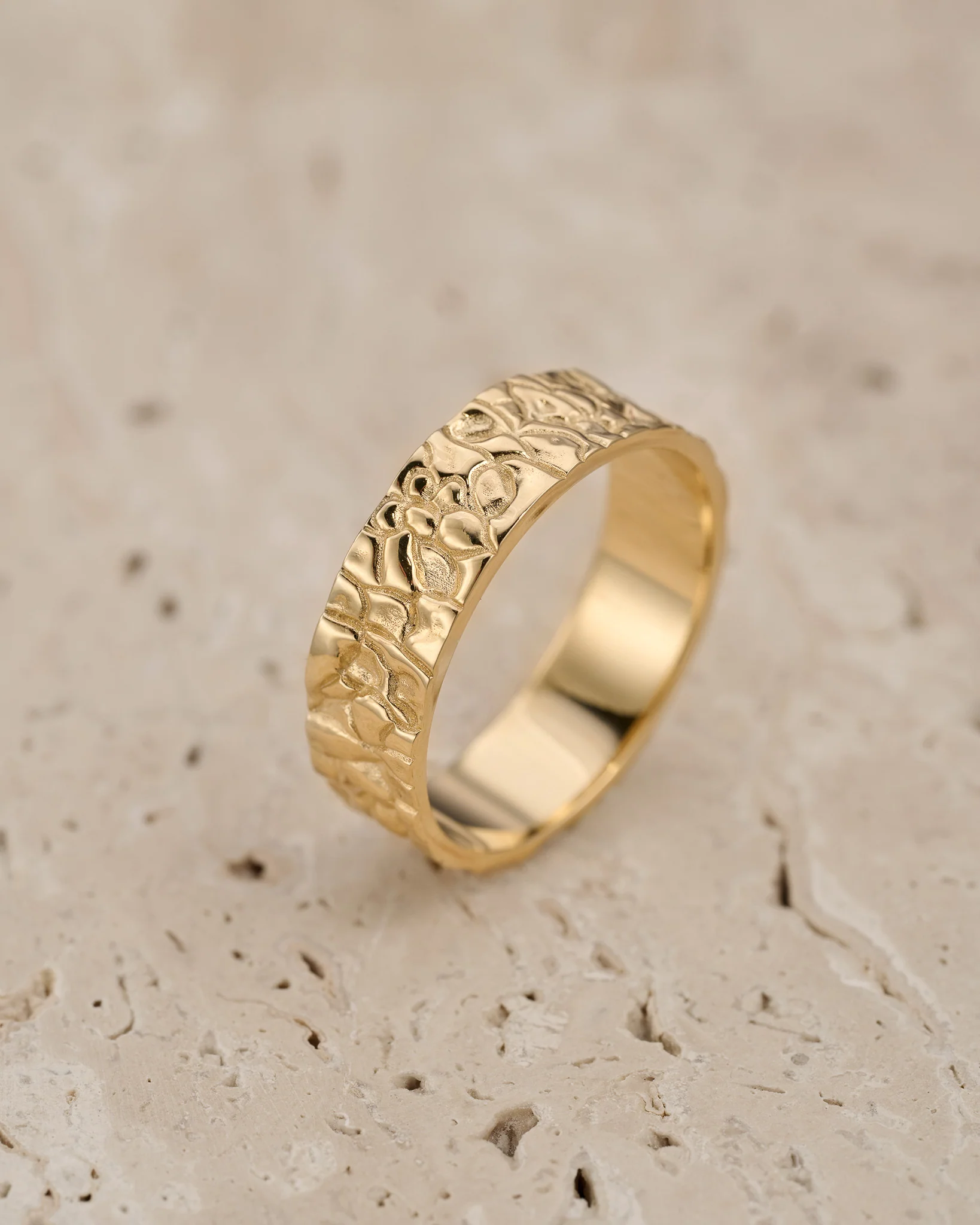 Wedding bands set for couple, rock textured rings - Image 4