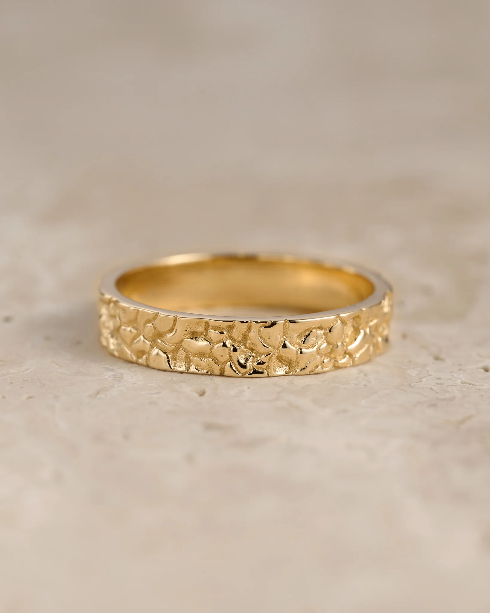 Wedding bands set for couple, rock textured rings - Image 5