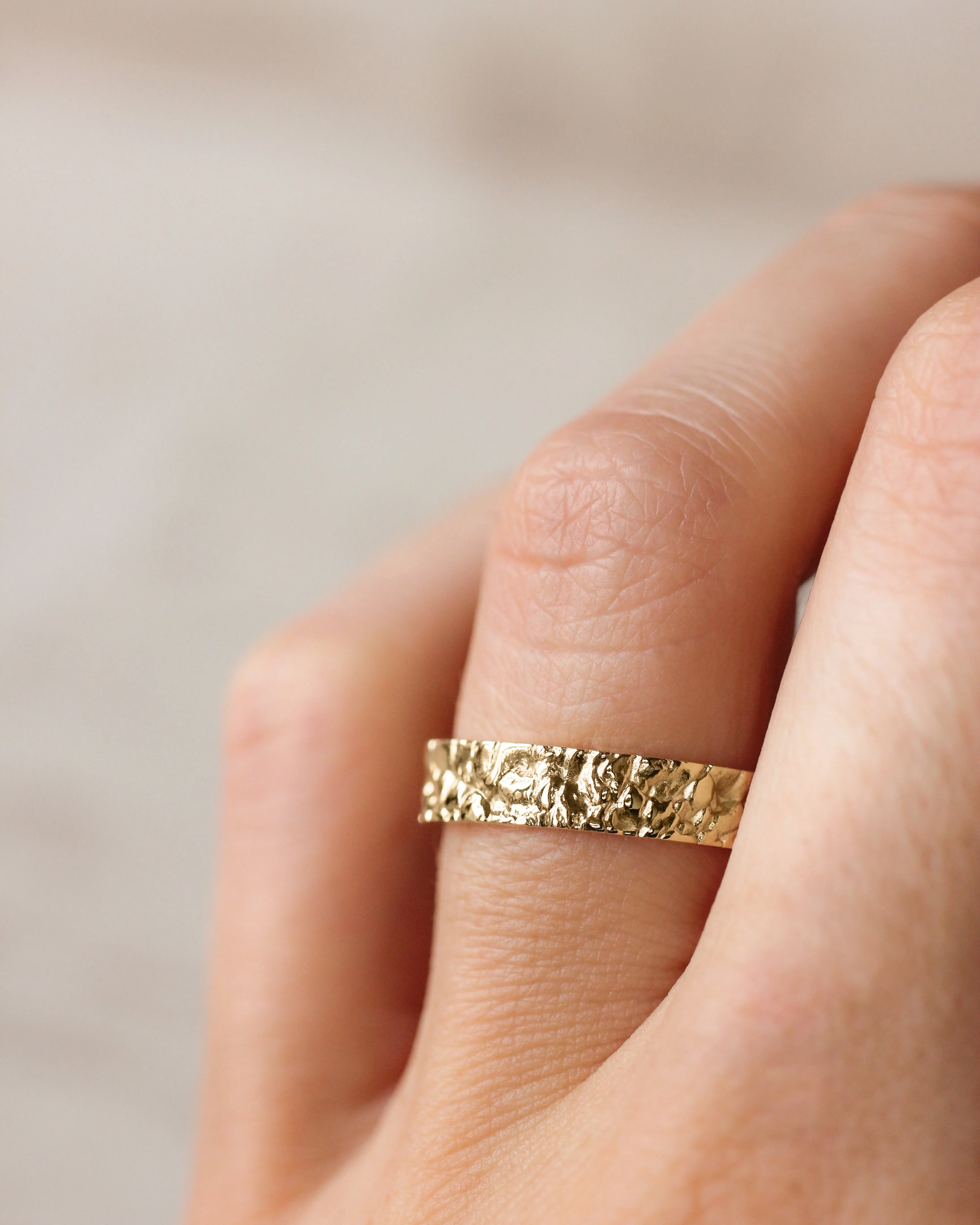 Wedding bands set for couple, rock textured rings - Image 7