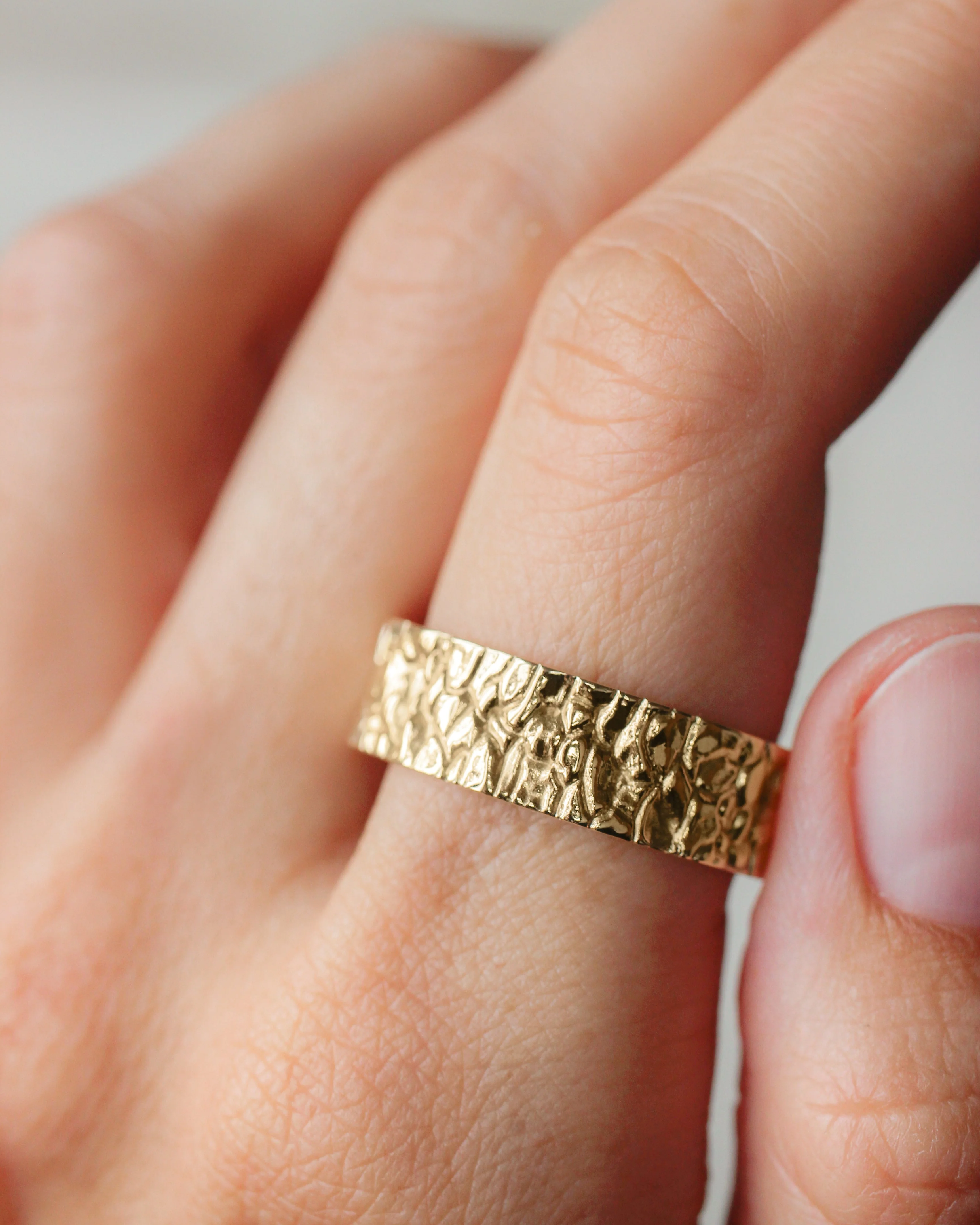 Wedding bands set for couple, rock textured rings - Image 8